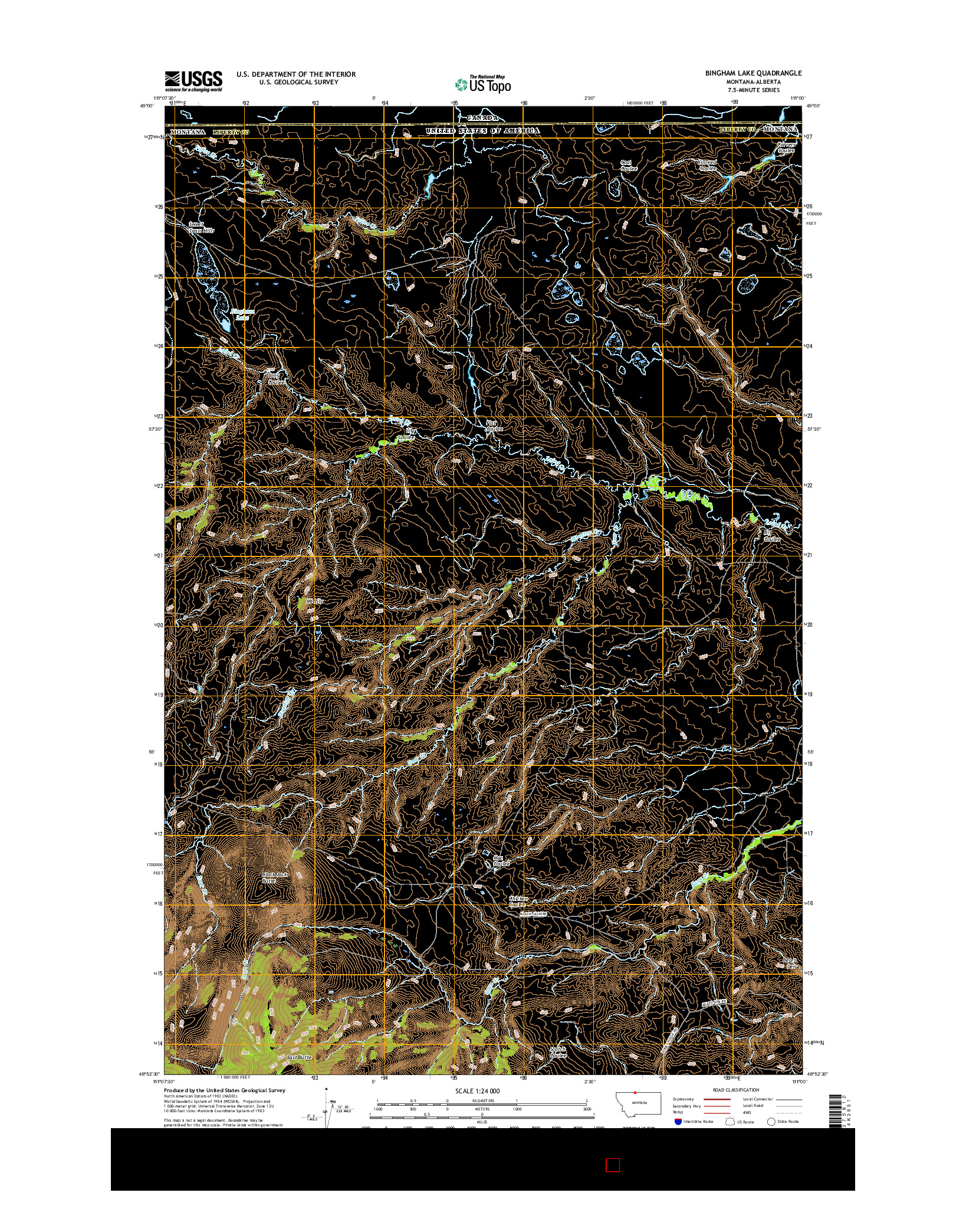 USGS US TOPO 7.5-MINUTE MAP FOR BINGHAM LAKE, MT-AB 2017