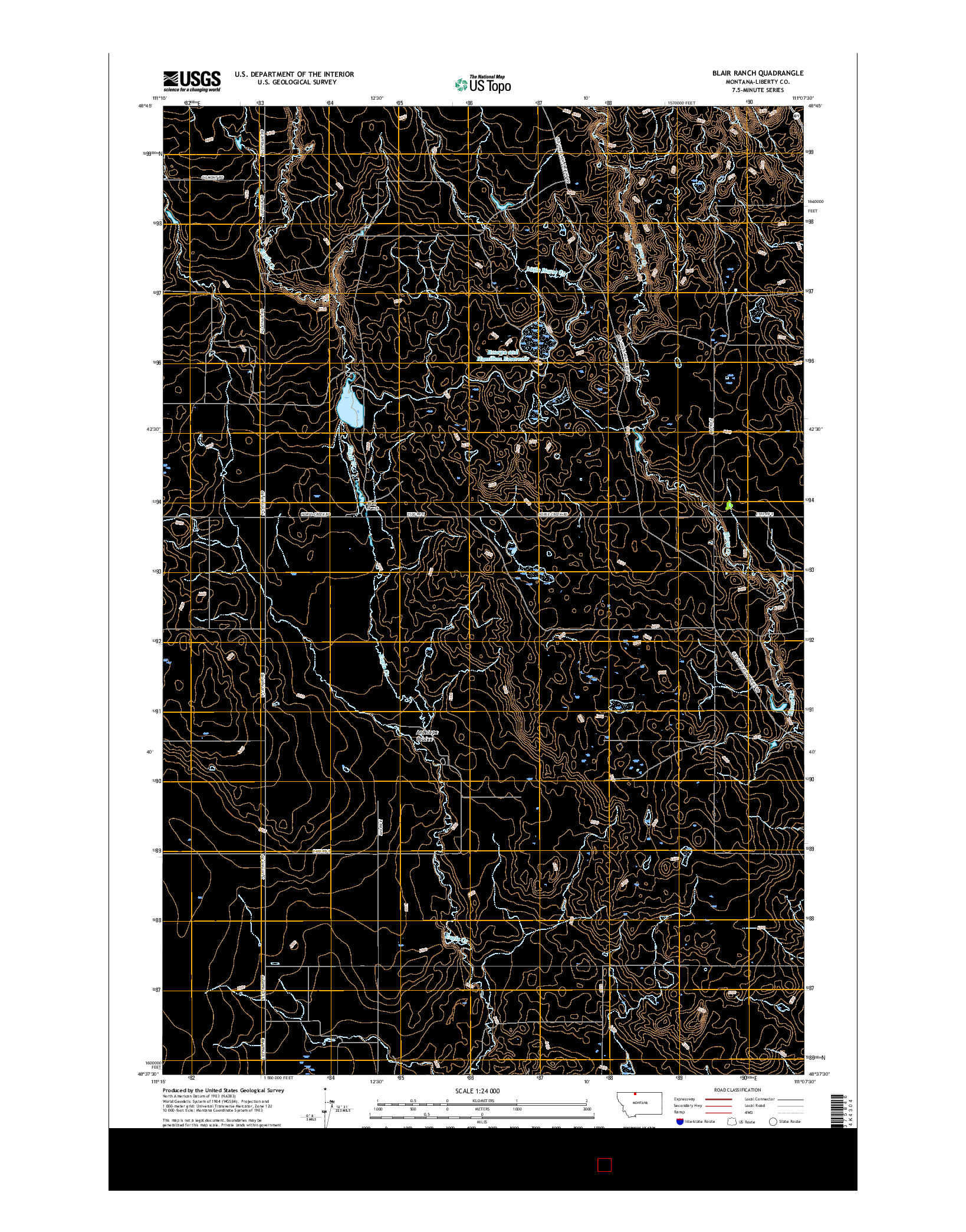 USGS US TOPO 7.5-MINUTE MAP FOR BLAIR RANCH, MT 2017
