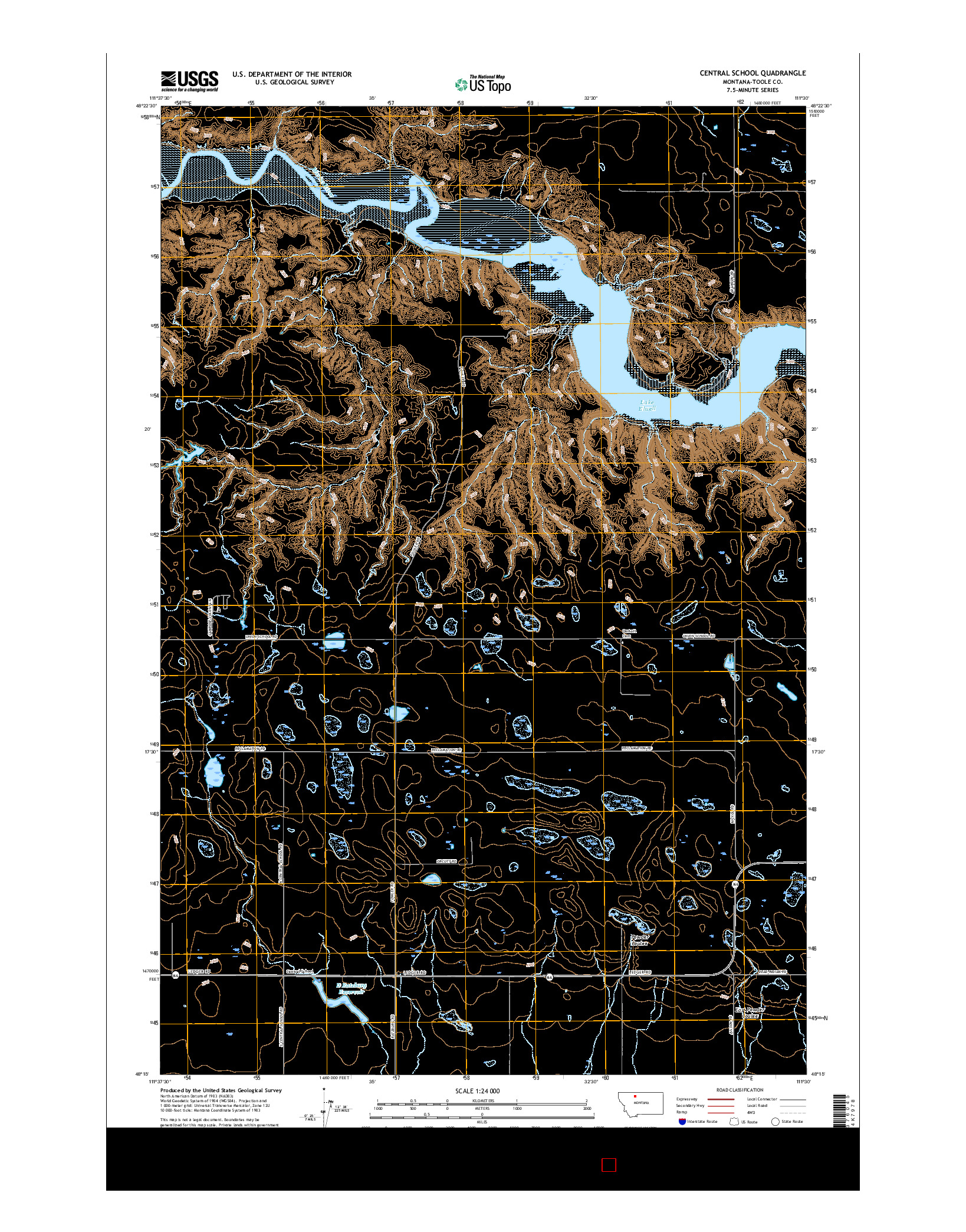 USGS US TOPO 7.5-MINUTE MAP FOR CENTRAL SCHOOL, MT 2017