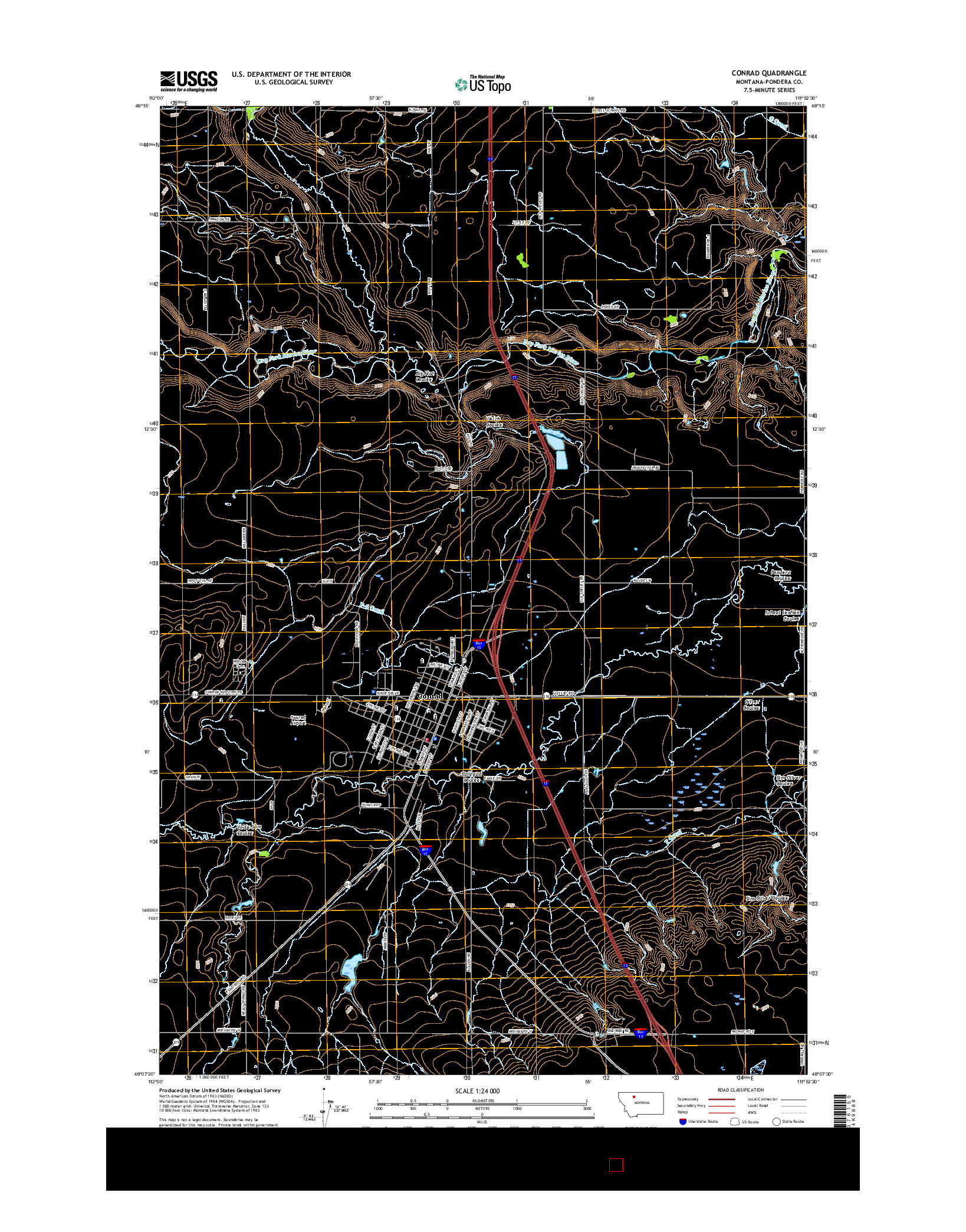 USGS US TOPO 7.5-MINUTE MAP FOR CONRAD, MT 2017
