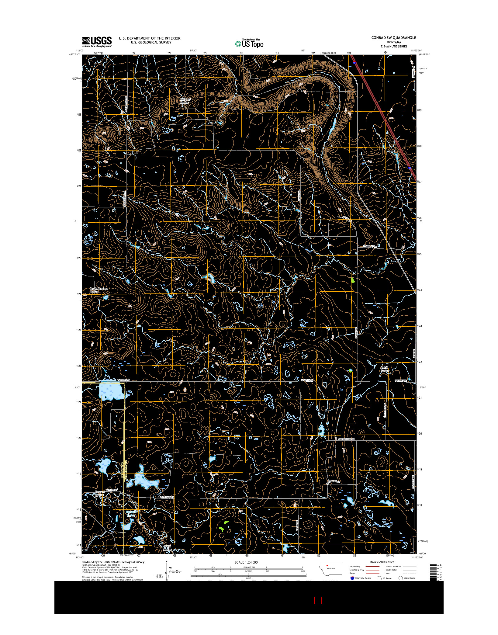 USGS US TOPO 7.5-MINUTE MAP FOR CONRAD SW, MT 2017