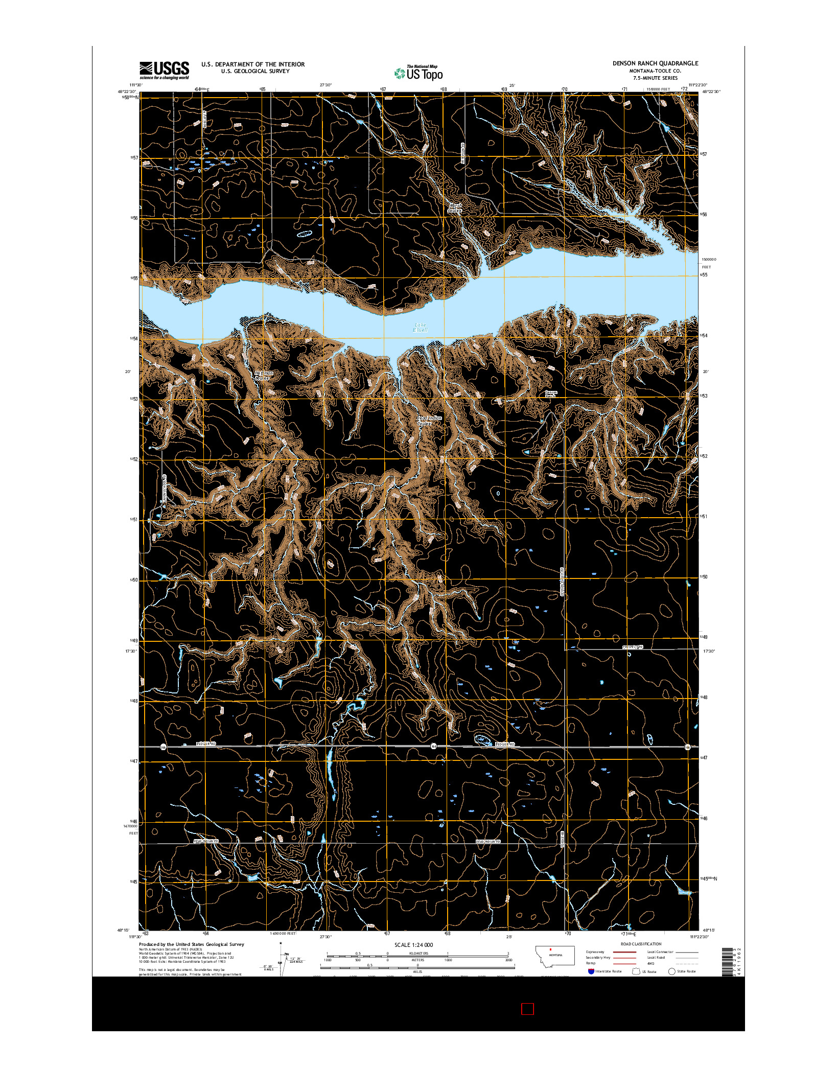 USGS US TOPO 7.5-MINUTE MAP FOR DENSON RANCH, MT 2017
