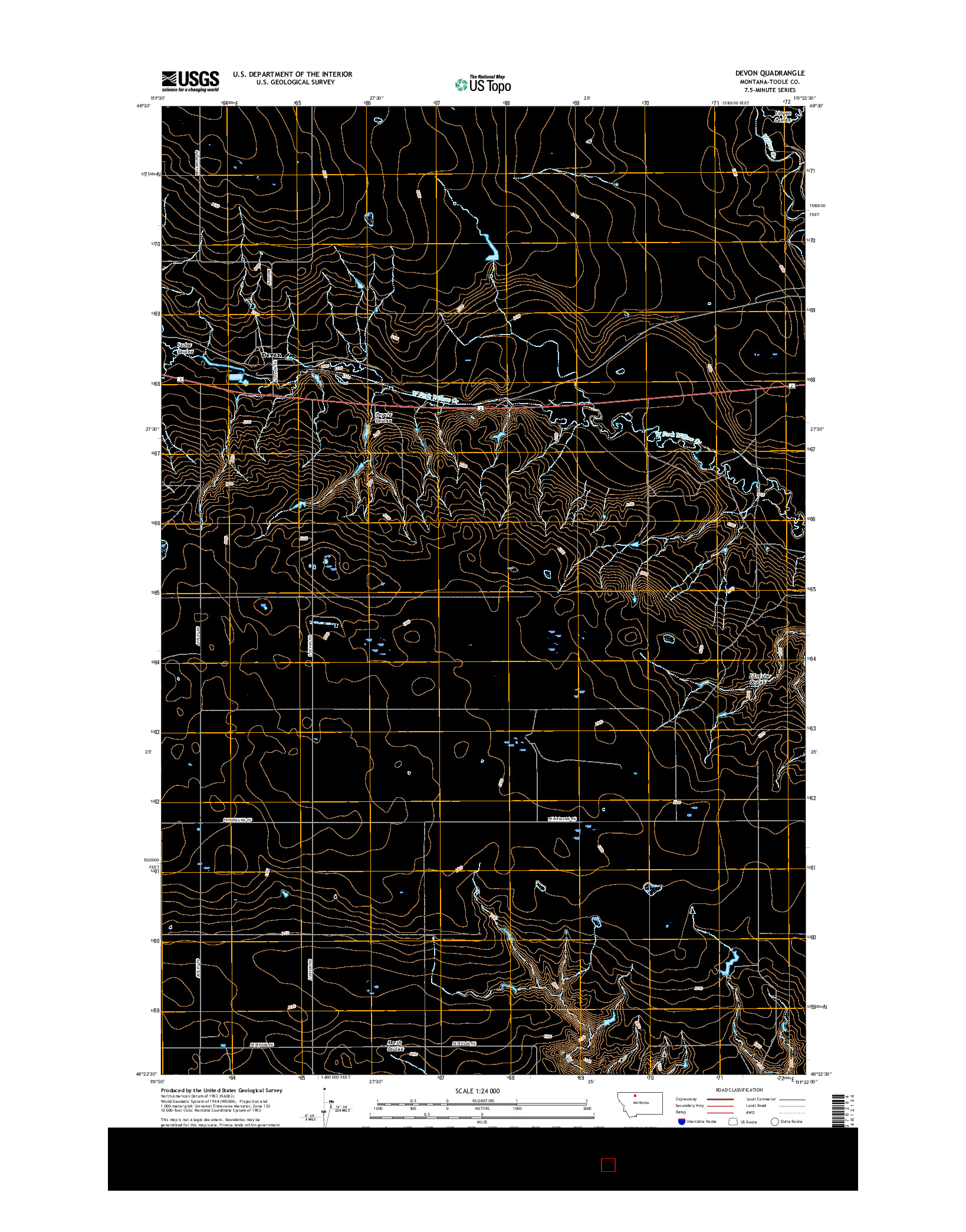 USGS US TOPO 7.5-MINUTE MAP FOR DEVON, MT 2017
