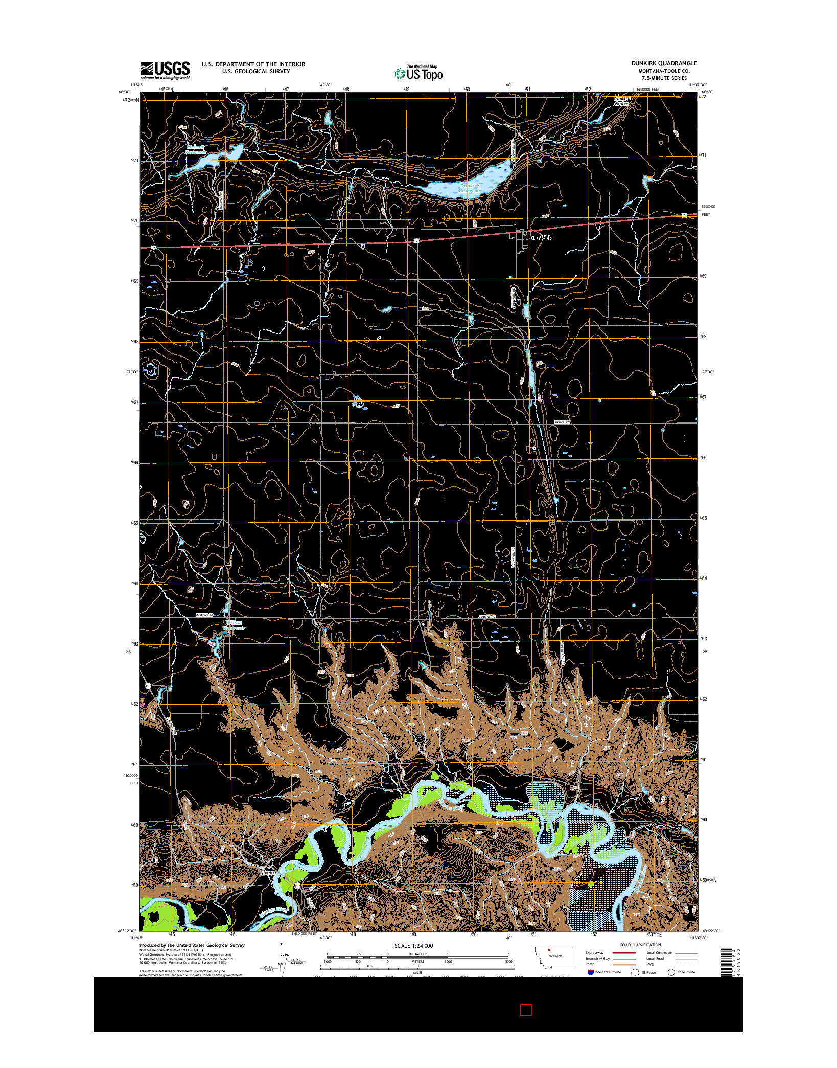 USGS US TOPO 7.5-MINUTE MAP FOR DUNKIRK, MT 2017