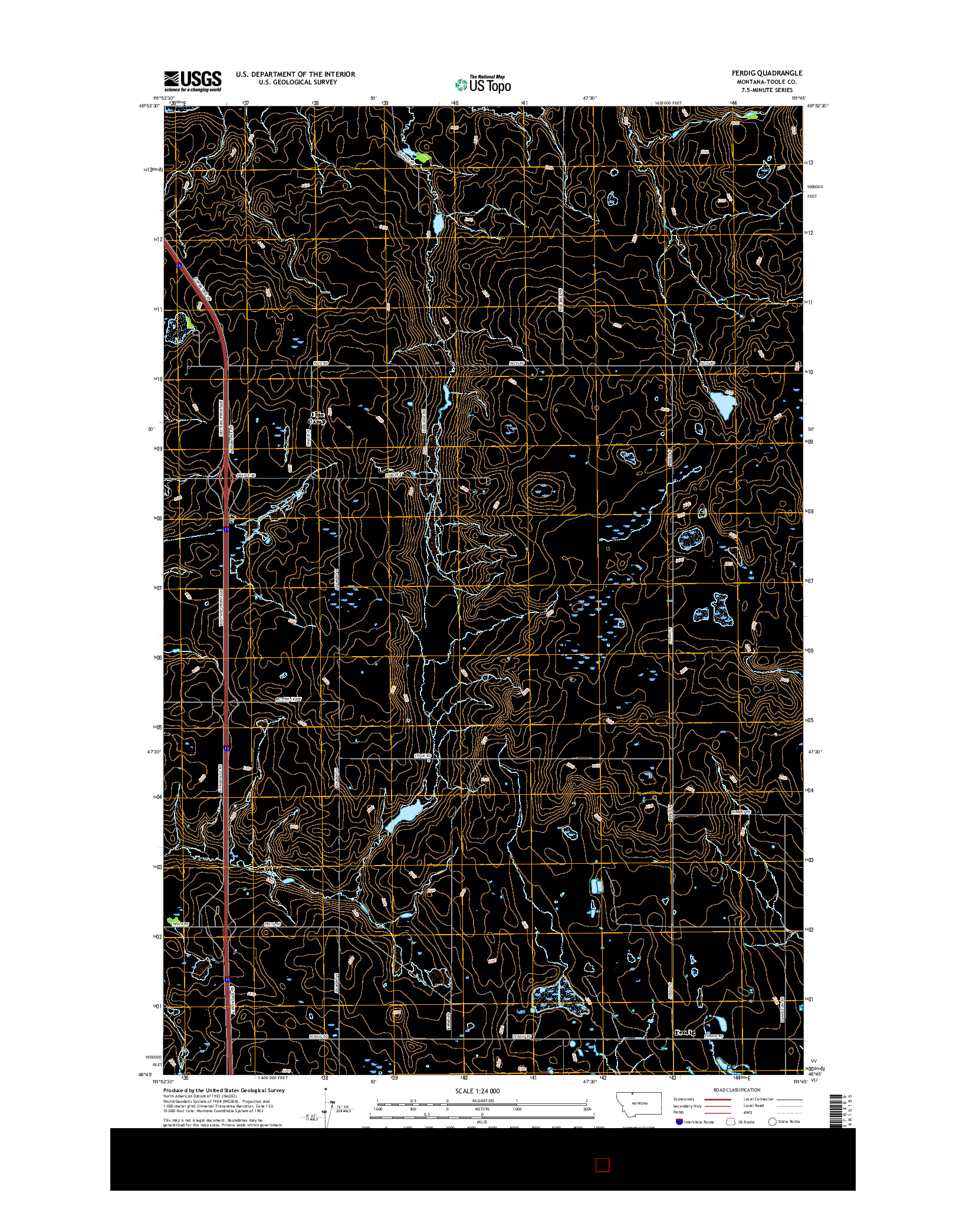 USGS US TOPO 7.5-MINUTE MAP FOR FERDIG, MT 2017