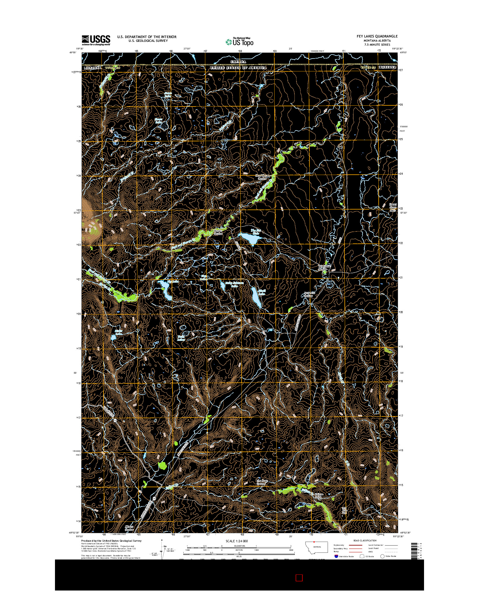 USGS US TOPO 7.5-MINUTE MAP FOR FEY LAKES, MT-AB 2017