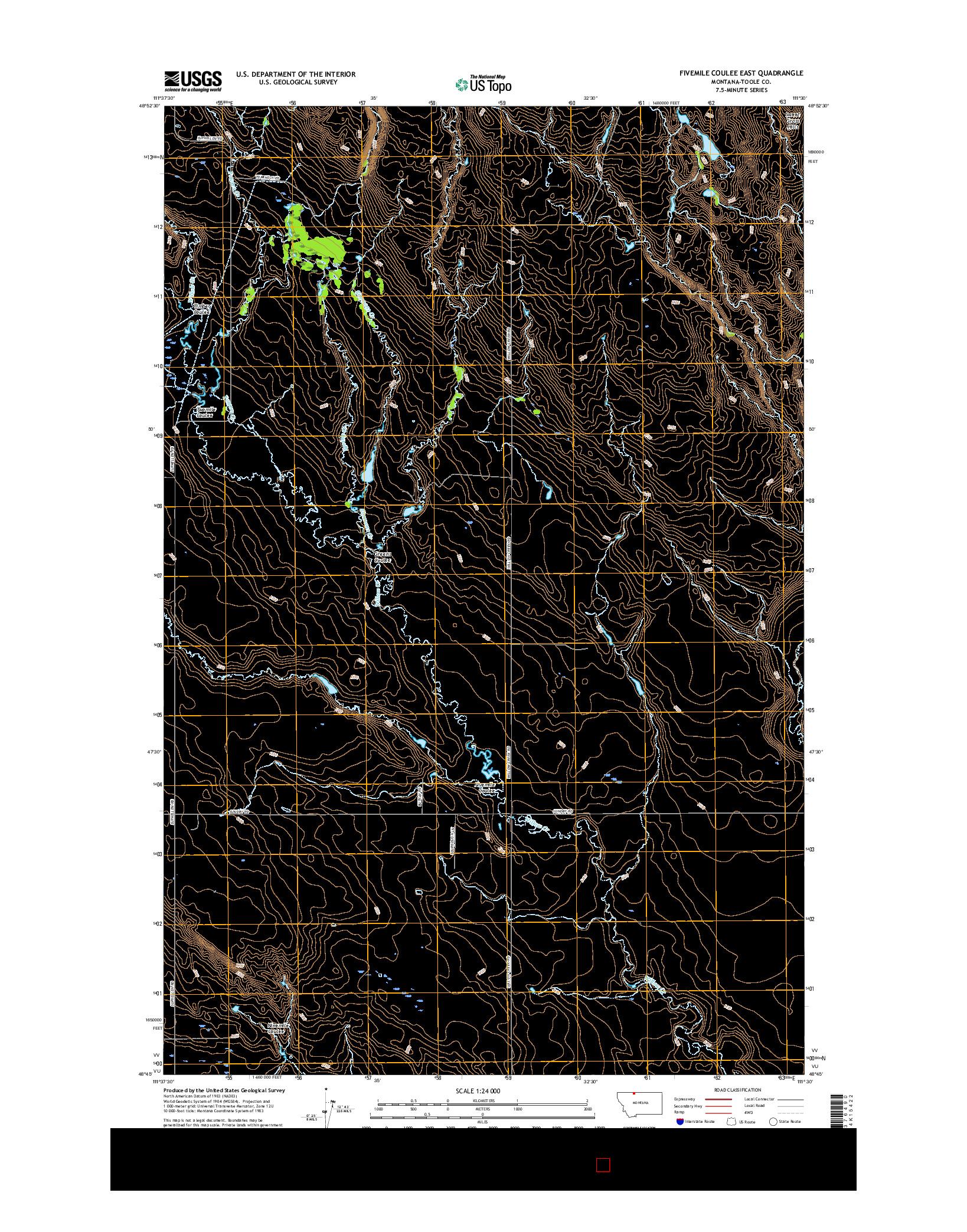 USGS US TOPO 7.5-MINUTE MAP FOR FIVEMILE COULEE EAST, MT 2017