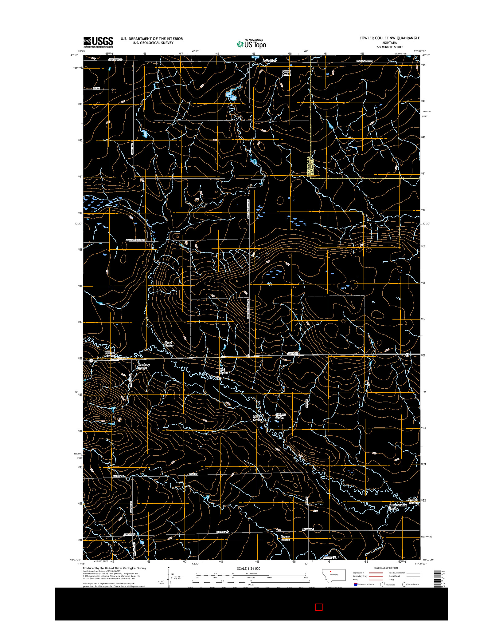 USGS US TOPO 7.5-MINUTE MAP FOR FOWLER COULEE NW, MT 2017