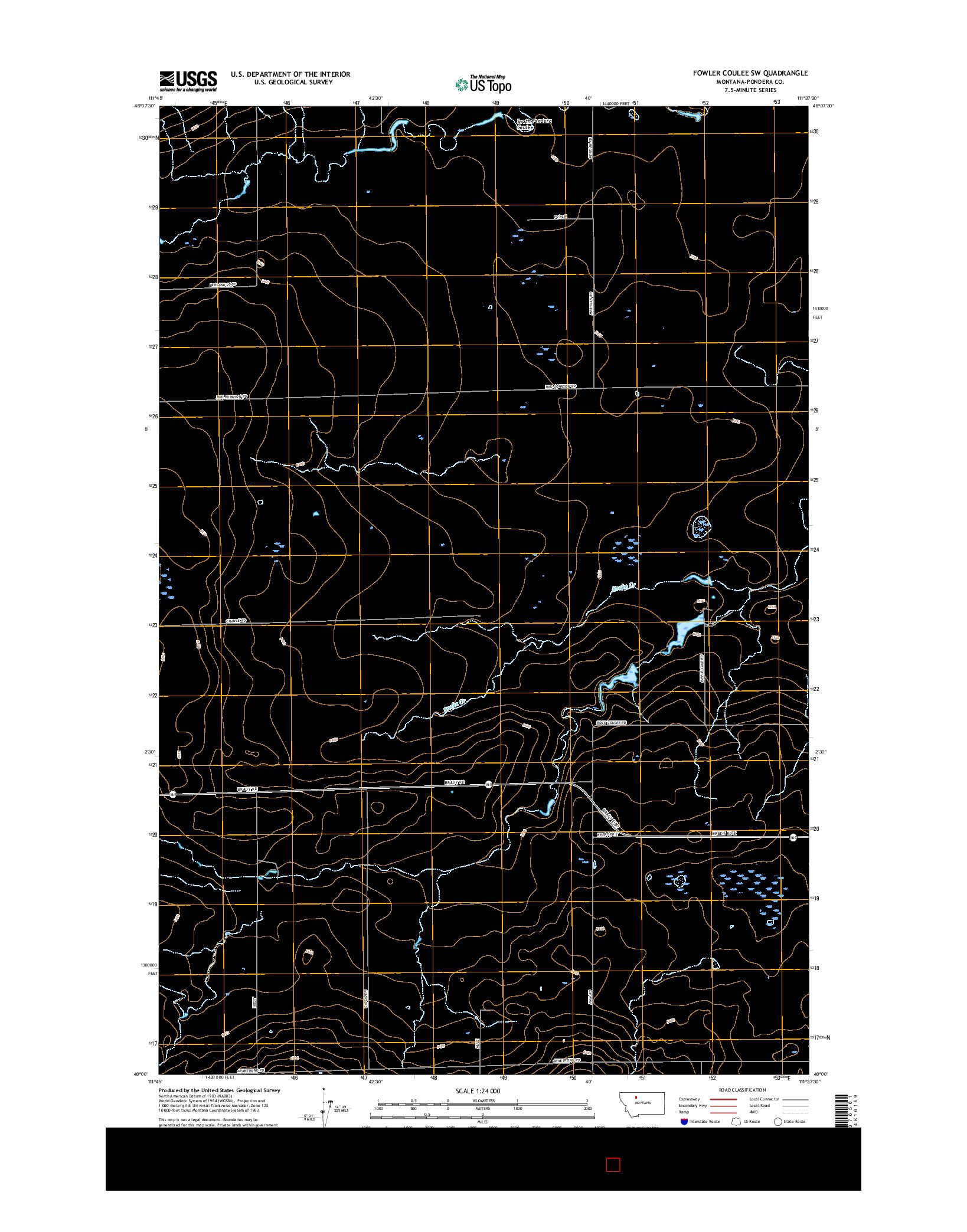 USGS US TOPO 7.5-MINUTE MAP FOR FOWLER COULEE SW, MT 2017