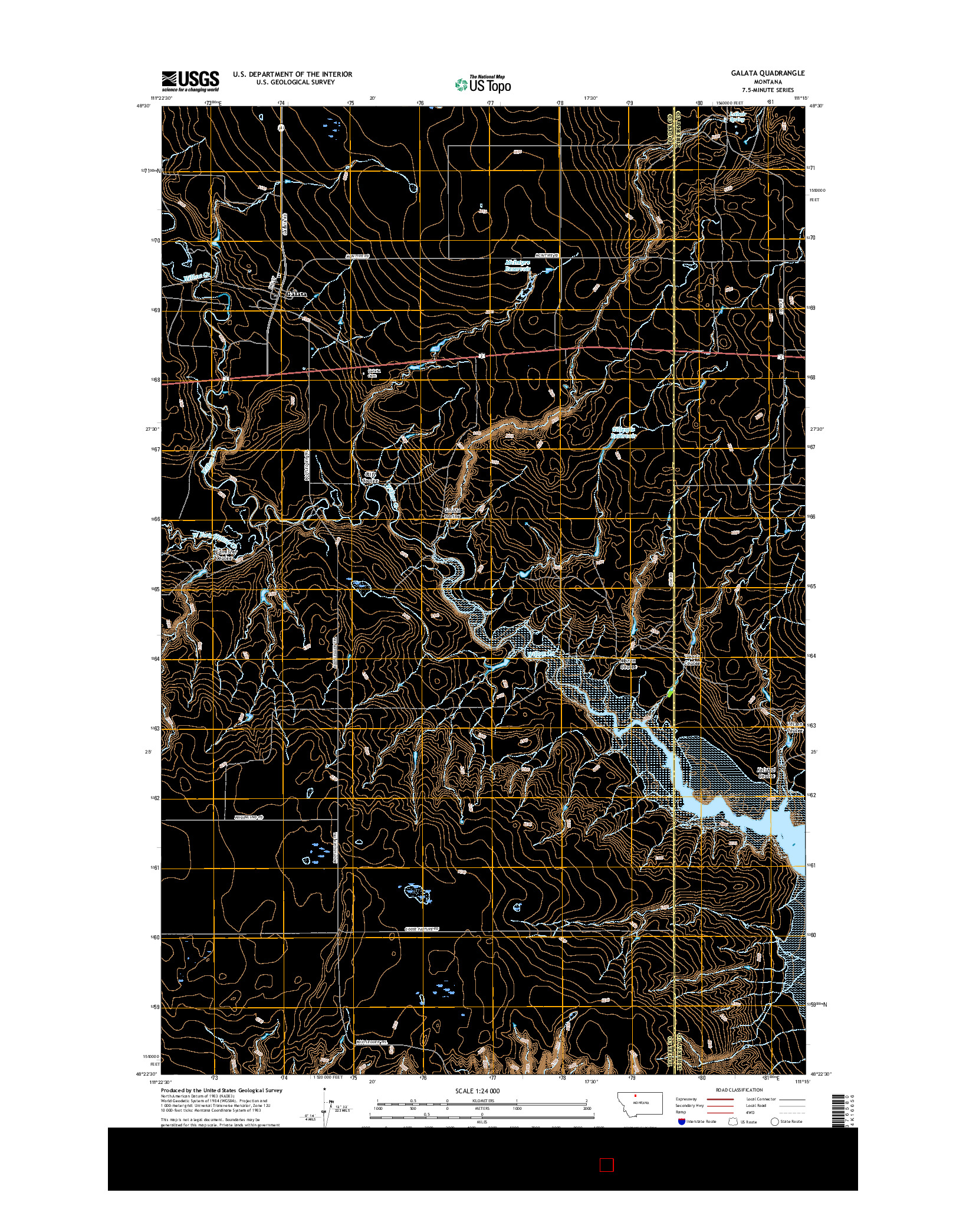 USGS US TOPO 7.5-MINUTE MAP FOR GALATA, MT 2017