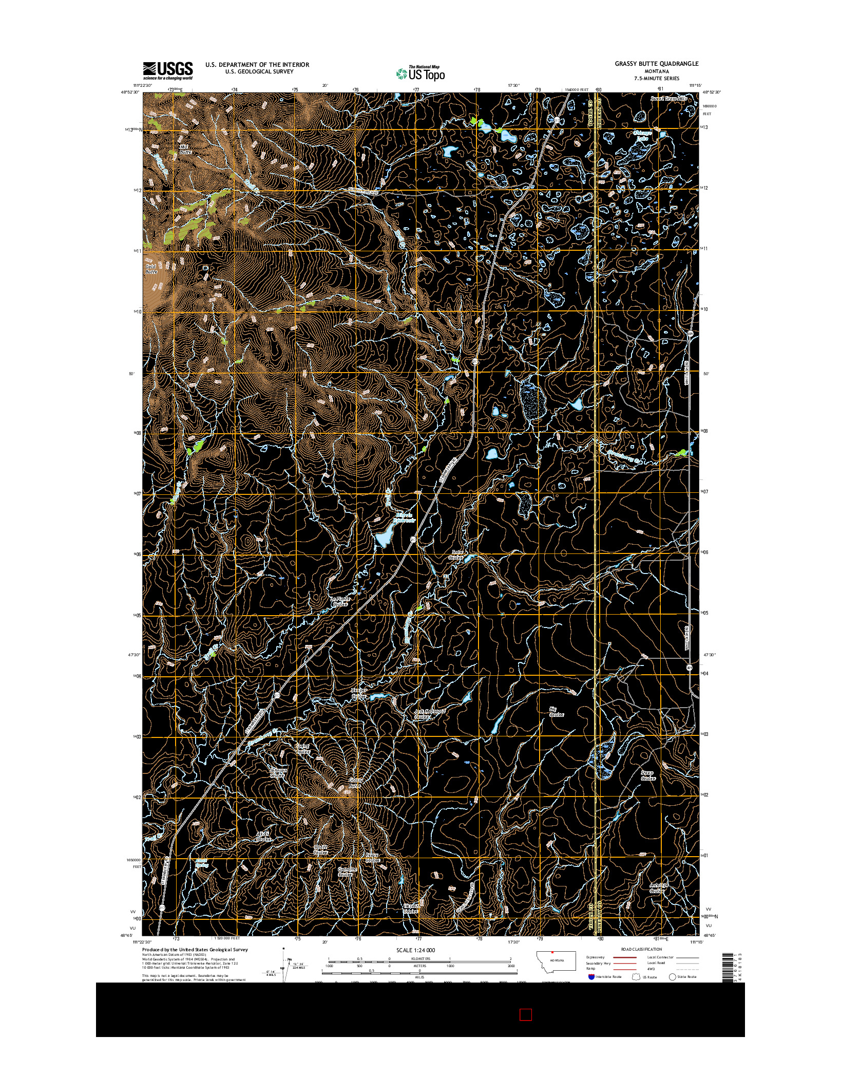 USGS US TOPO 7.5-MINUTE MAP FOR GRASSY BUTTE, MT 2017
