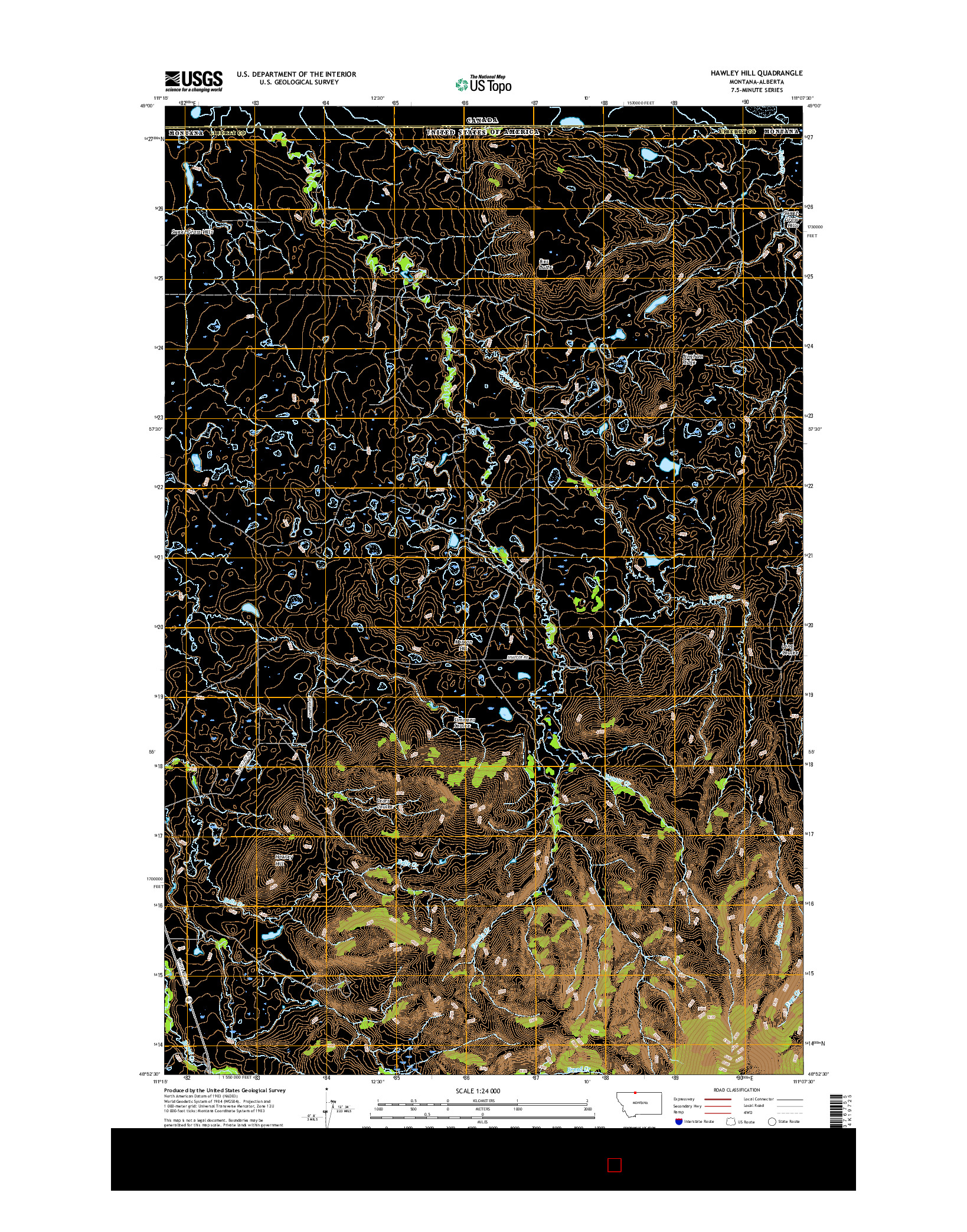 USGS US TOPO 7.5-MINUTE MAP FOR HAWLEY HILL, MT-AB 2017