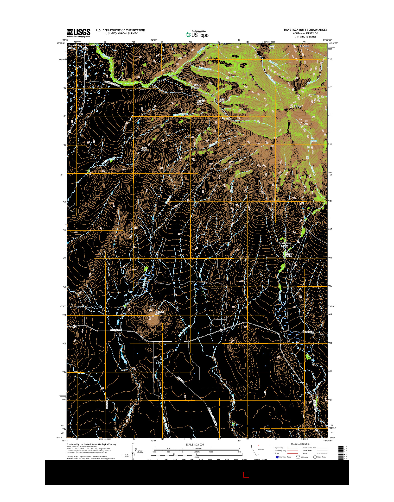 USGS US TOPO 7.5-MINUTE MAP FOR HAYSTACK BUTTE, MT 2017