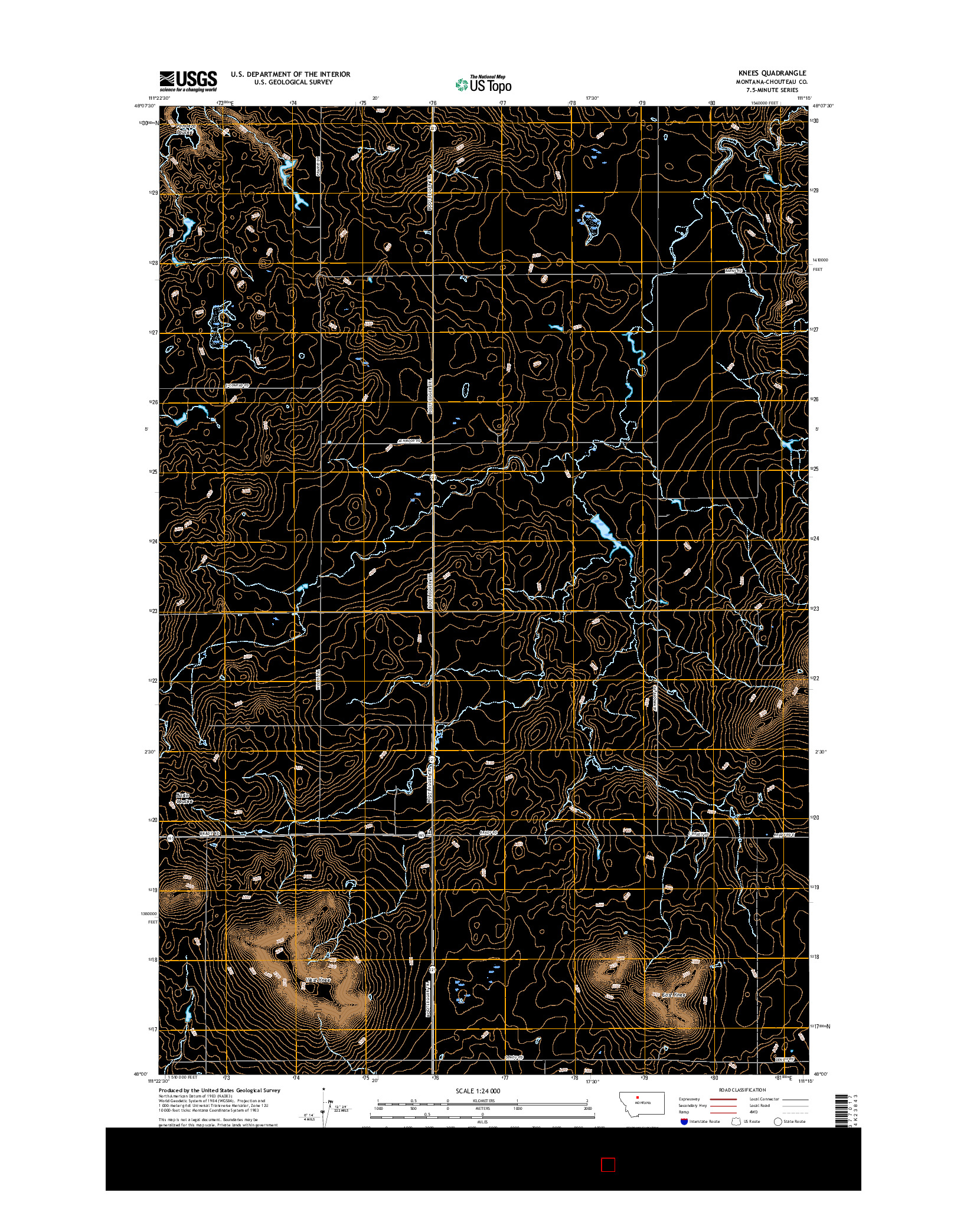 USGS US TOPO 7.5-MINUTE MAP FOR KNEES, MT 2017