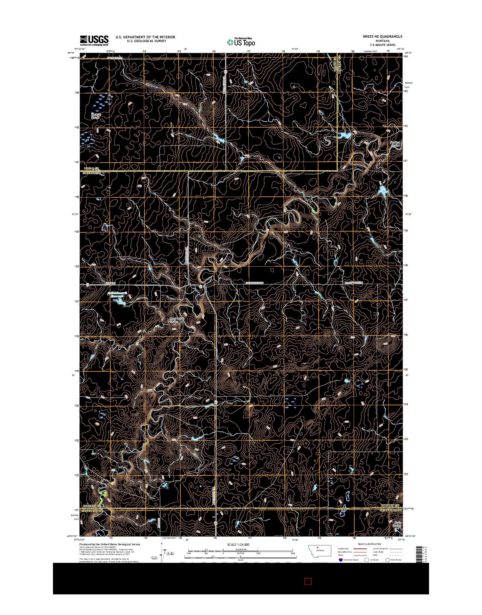 USGS US TOPO 7.5-MINUTE MAP FOR KNEES NE, MT 2017