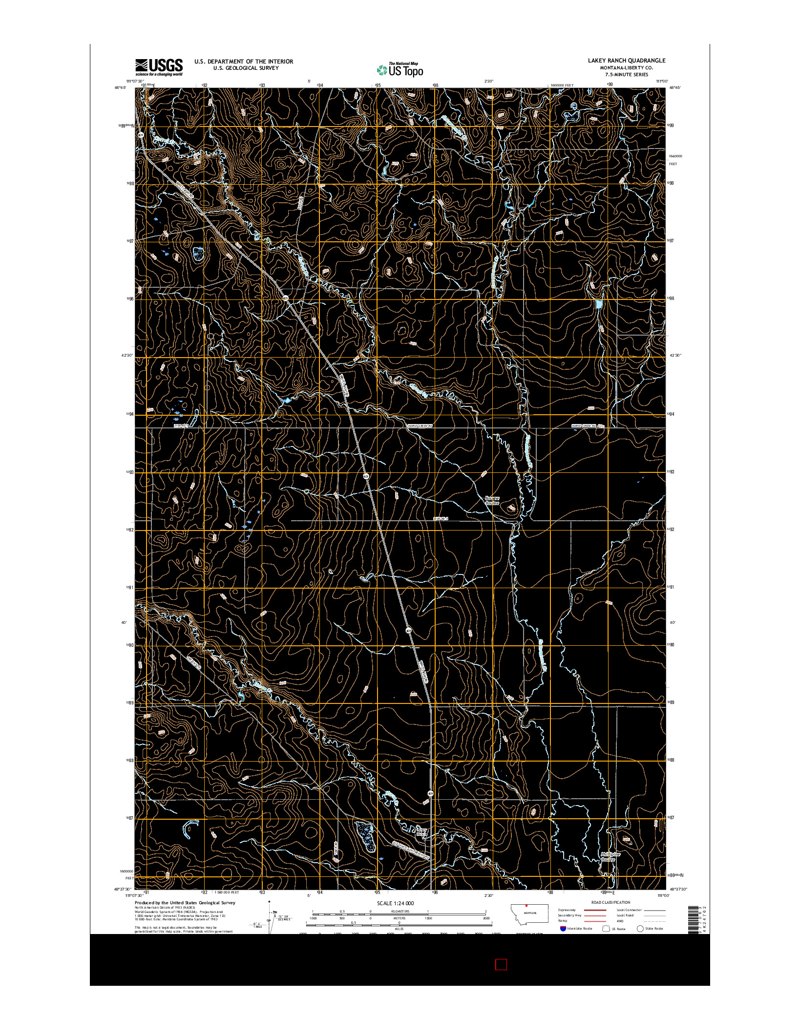 USGS US TOPO 7.5-MINUTE MAP FOR LAKEY RANCH, MT 2017