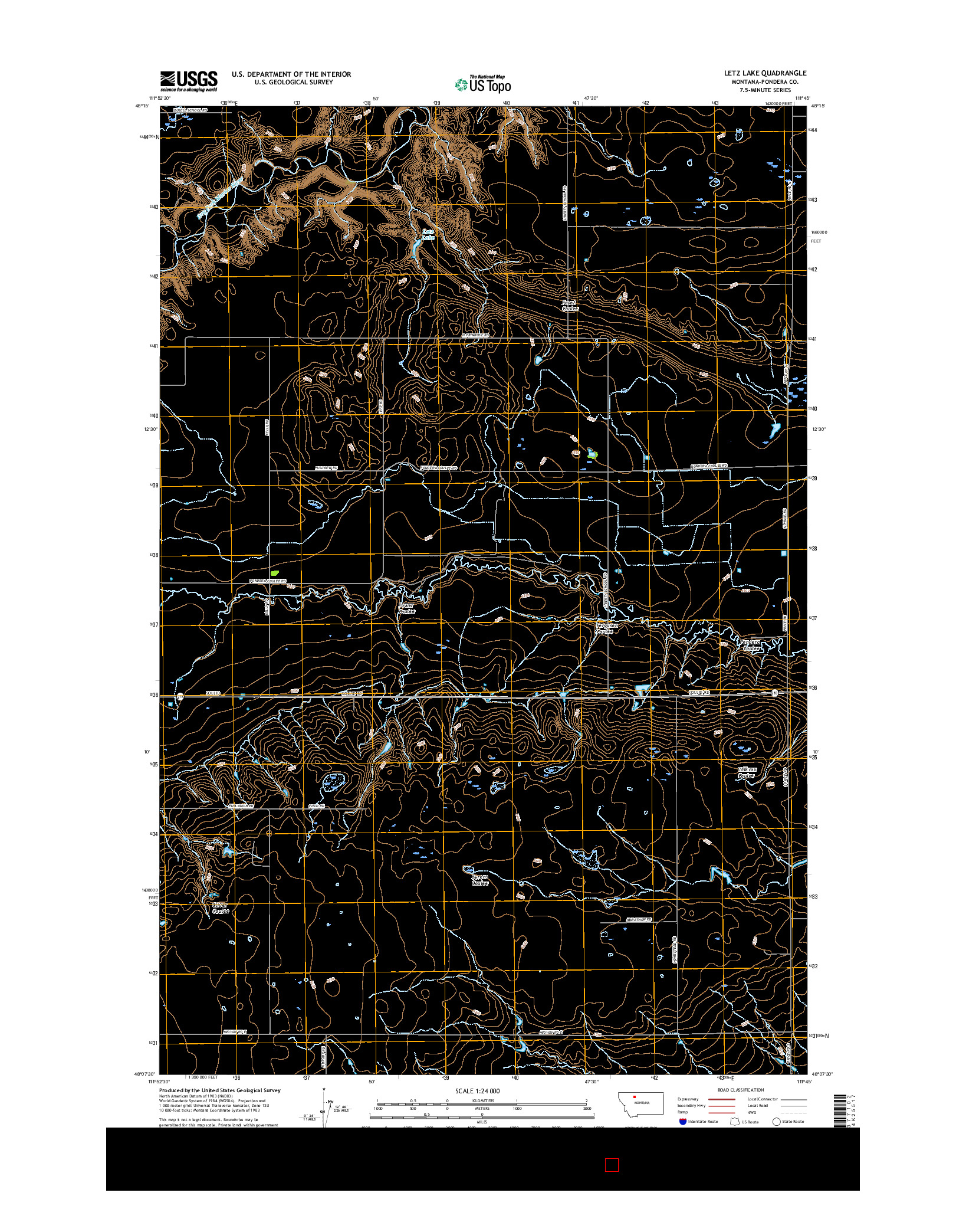 USGS US TOPO 7.5-MINUTE MAP FOR LETZ LAKE, MT 2017