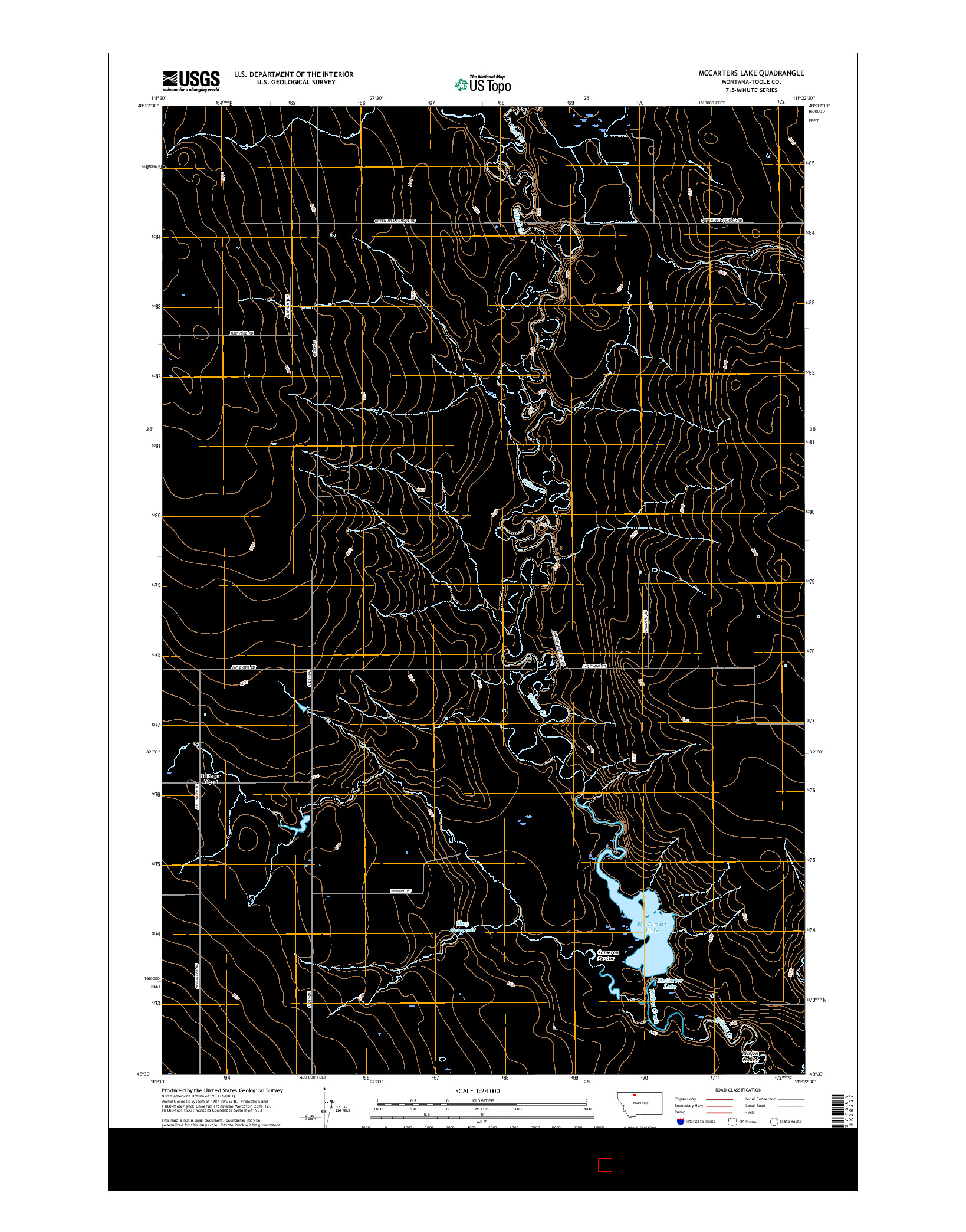 USGS US TOPO 7.5-MINUTE MAP FOR MCCARTERS LAKE, MT 2017