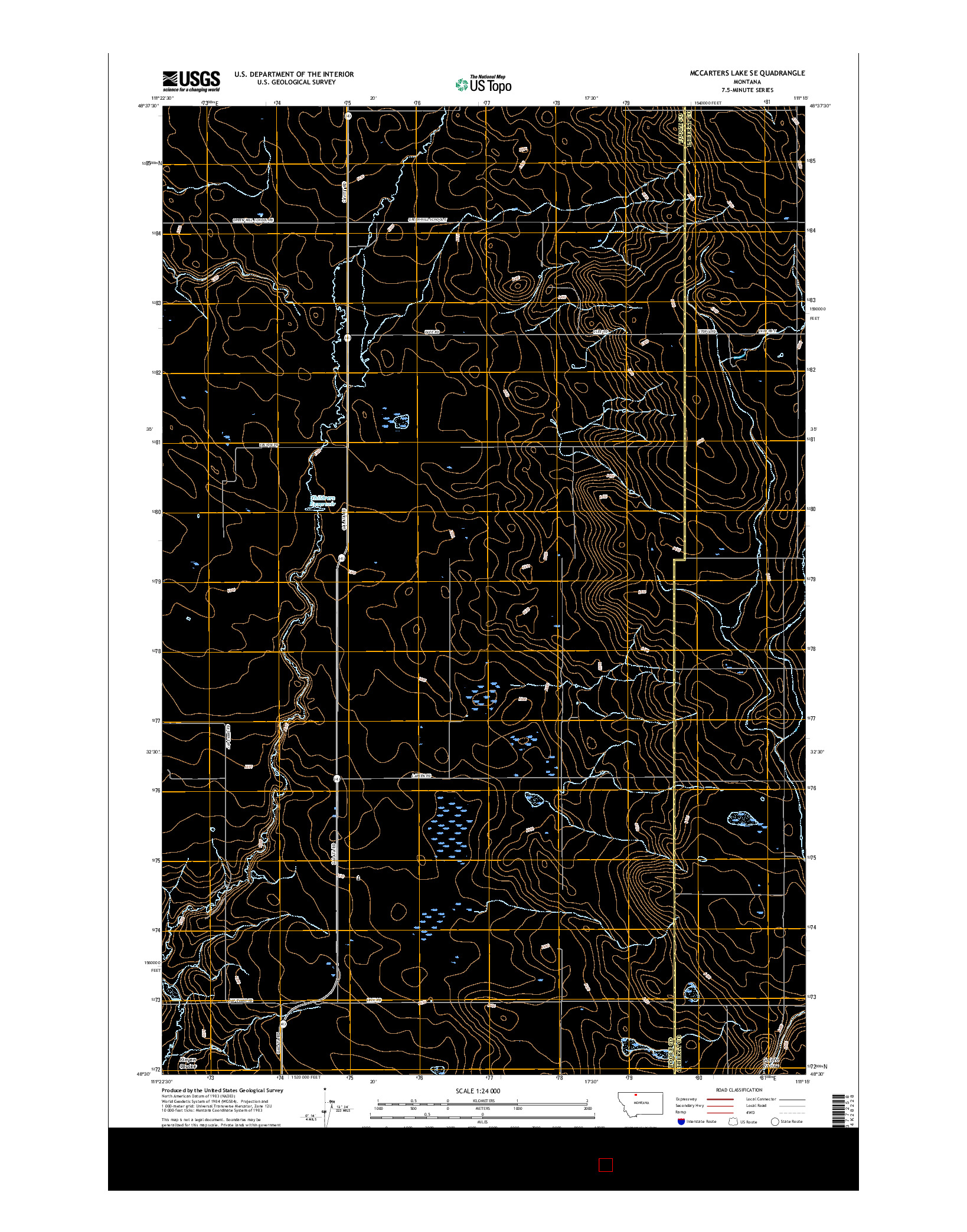 USGS US TOPO 7.5-MINUTE MAP FOR MCCARTERS LAKE SE, MT 2017