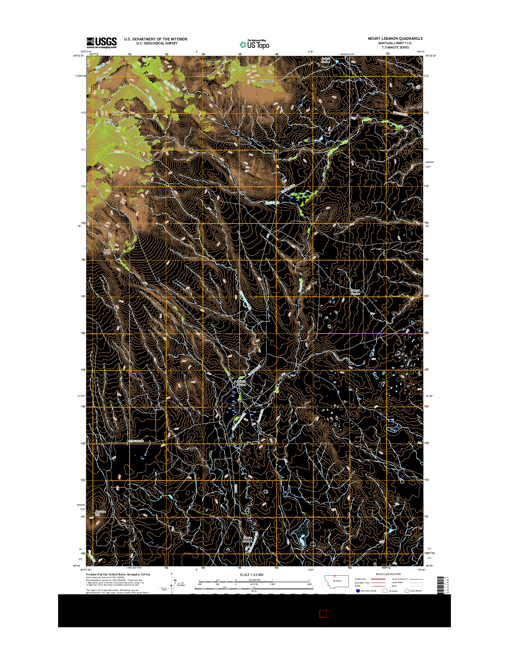 USGS US TOPO 7.5-MINUTE MAP FOR MOUNT LEBANON, MT 2017