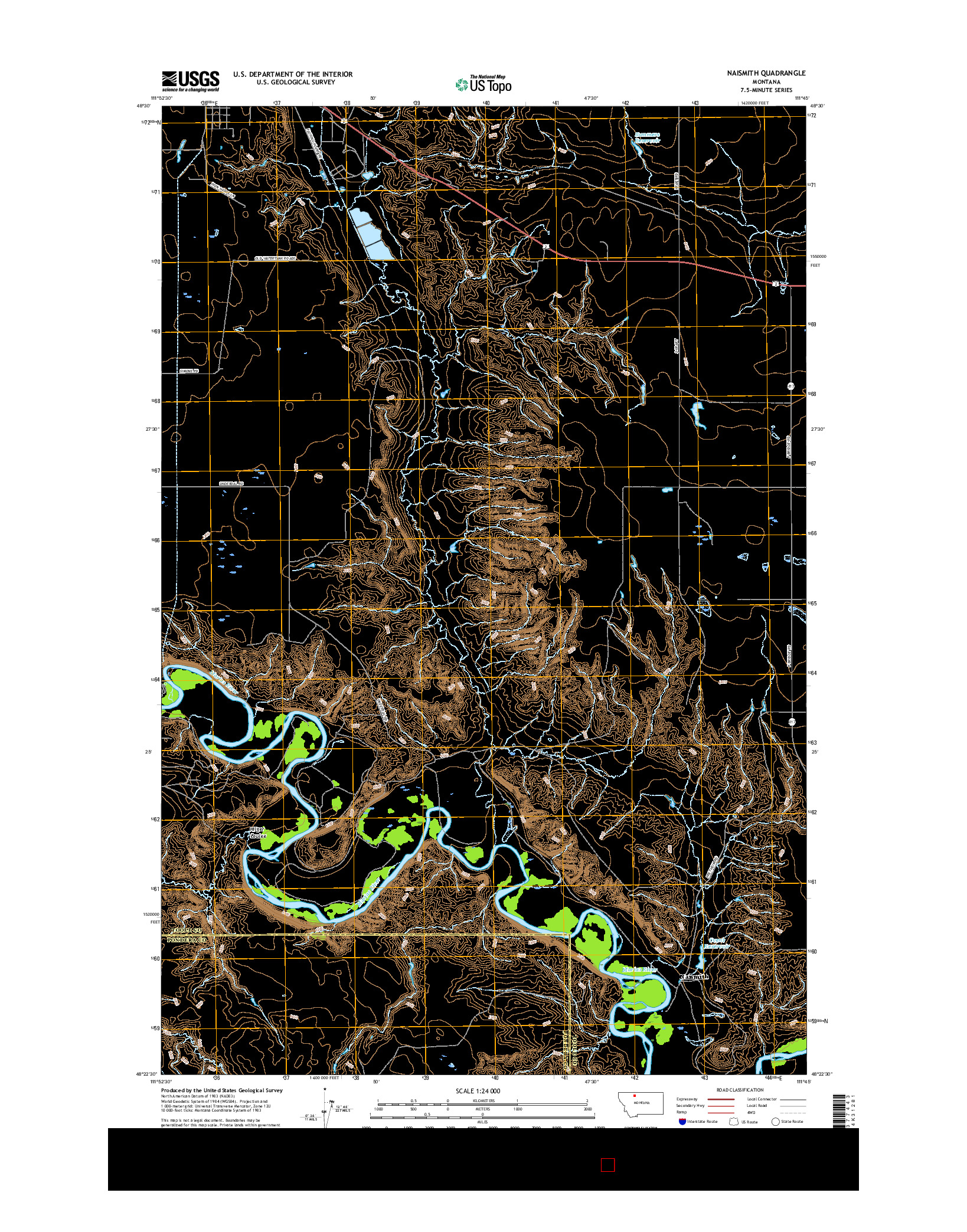 USGS US TOPO 7.5-MINUTE MAP FOR NAISMITH, MT 2017