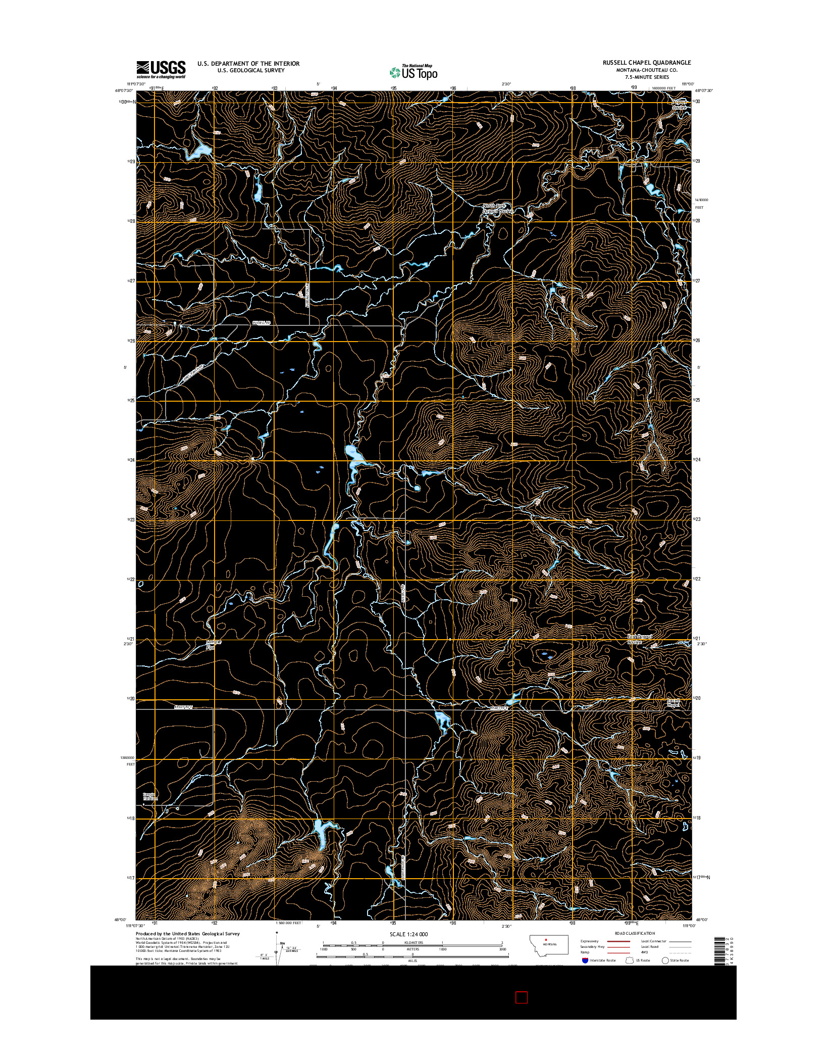 USGS US TOPO 7.5-MINUTE MAP FOR RUSSELL CHAPEL, MT 2017