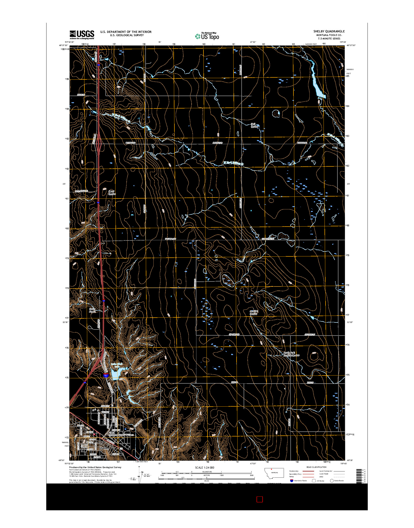 USGS US TOPO 7.5-MINUTE MAP FOR SHELBY, MT 2017