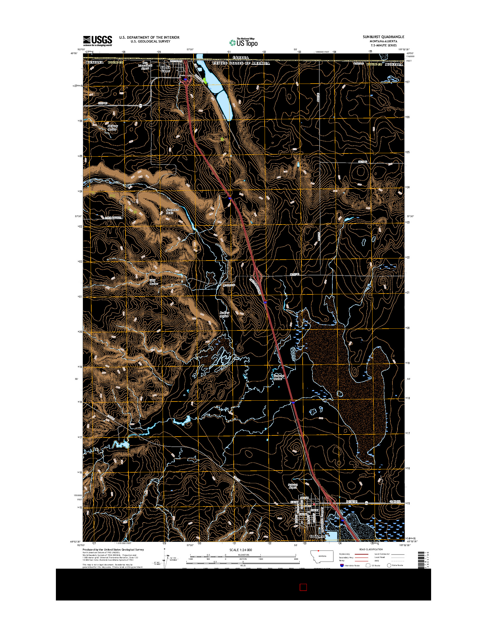 USGS US TOPO 7.5-MINUTE MAP FOR SUNBURST, MT-AB 2017