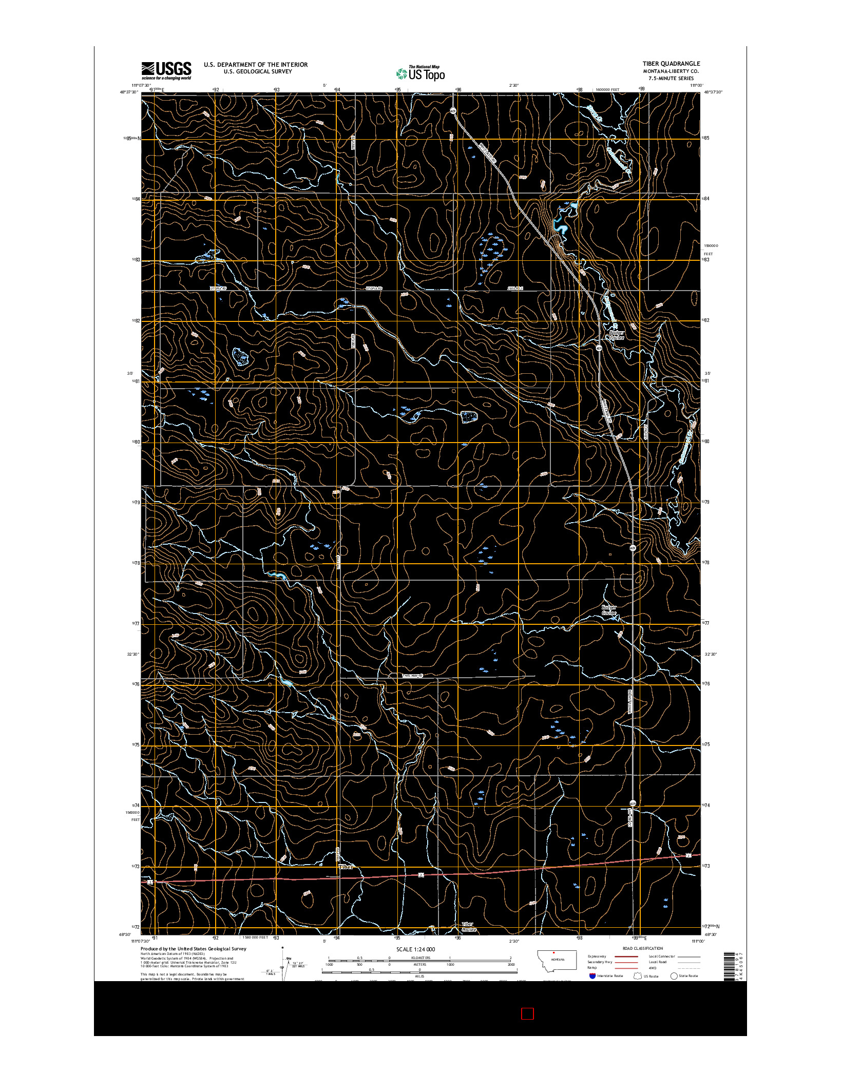 USGS US TOPO 7.5-MINUTE MAP FOR TIBER, MT 2017