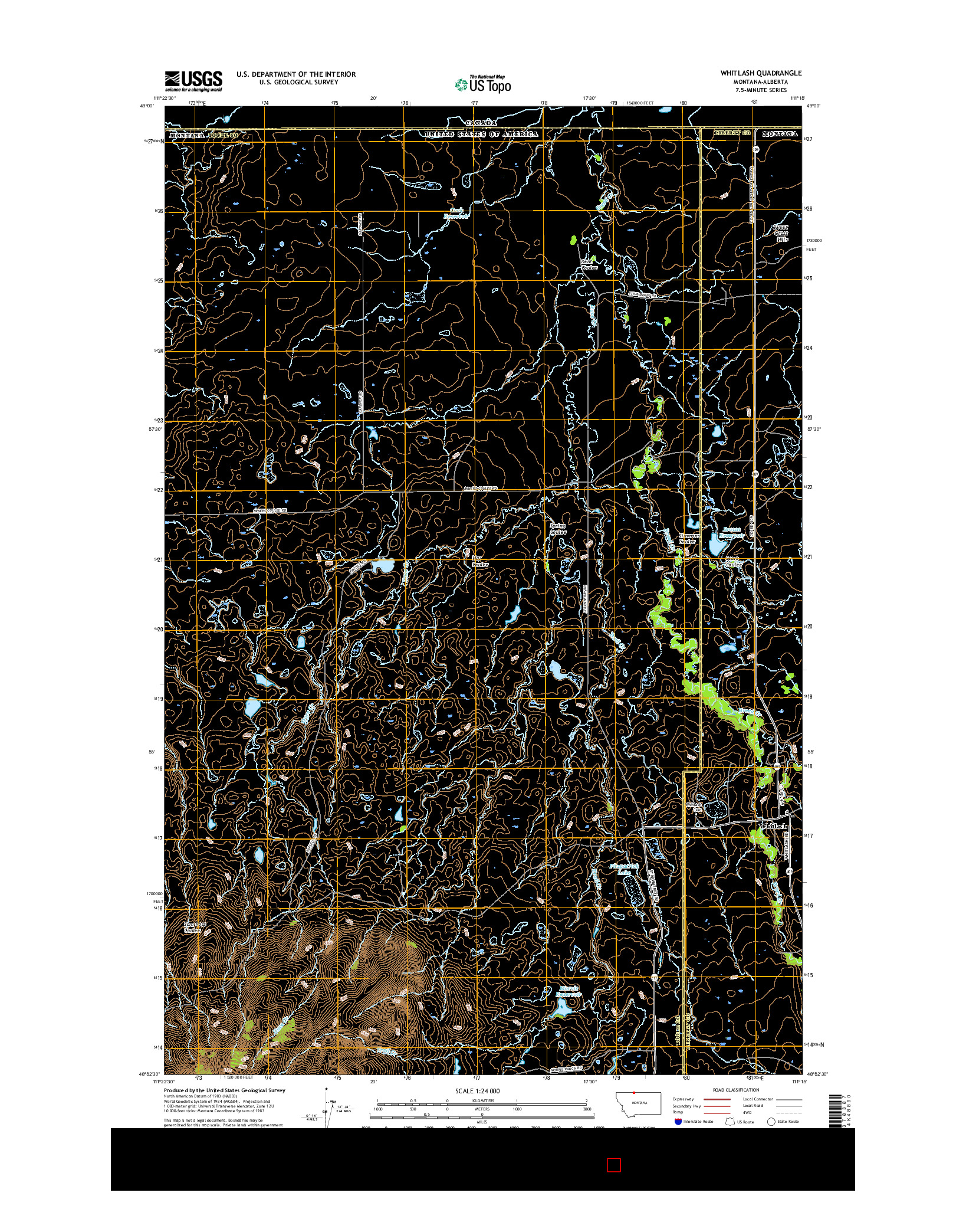 USGS US TOPO 7.5-MINUTE MAP FOR WHITLASH, MT-AB 2017