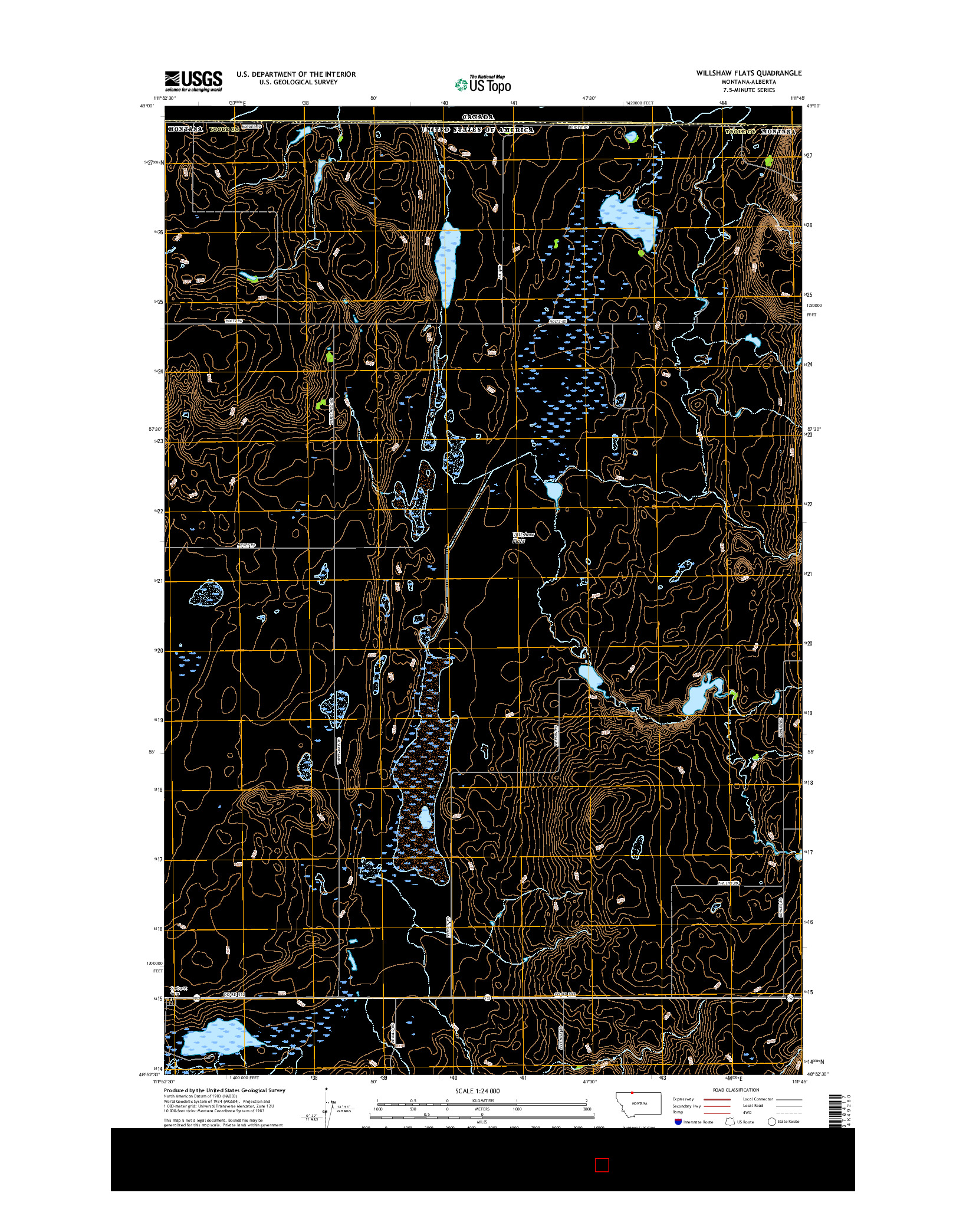 USGS US TOPO 7.5-MINUTE MAP FOR WILLSHAW FLATS, MT-AB 2017