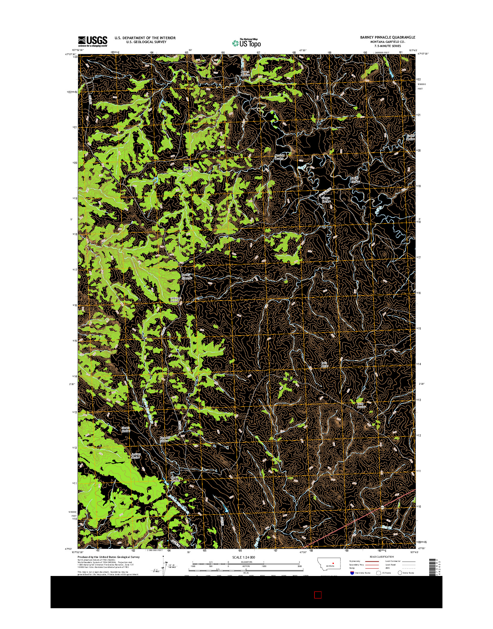 USGS US TOPO 7.5-MINUTE MAP FOR BARNEY PINNACLE, MT 2017