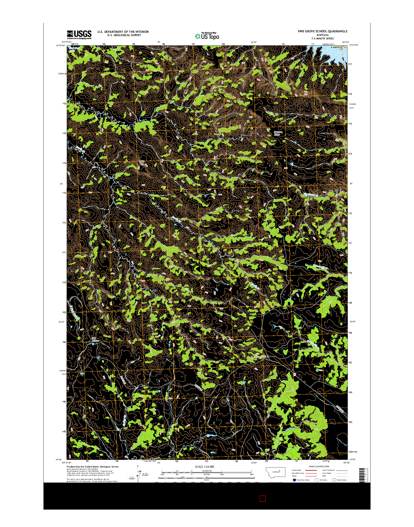 USGS US TOPO 7.5-MINUTE MAP FOR PINE GROVE SCHOOL, MT 2017