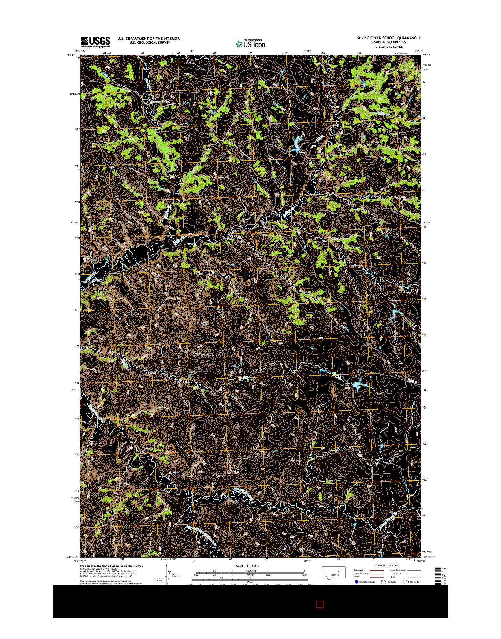 USGS US TOPO 7.5-MINUTE MAP FOR SPRING CREEK SCHOOL, MT 2017