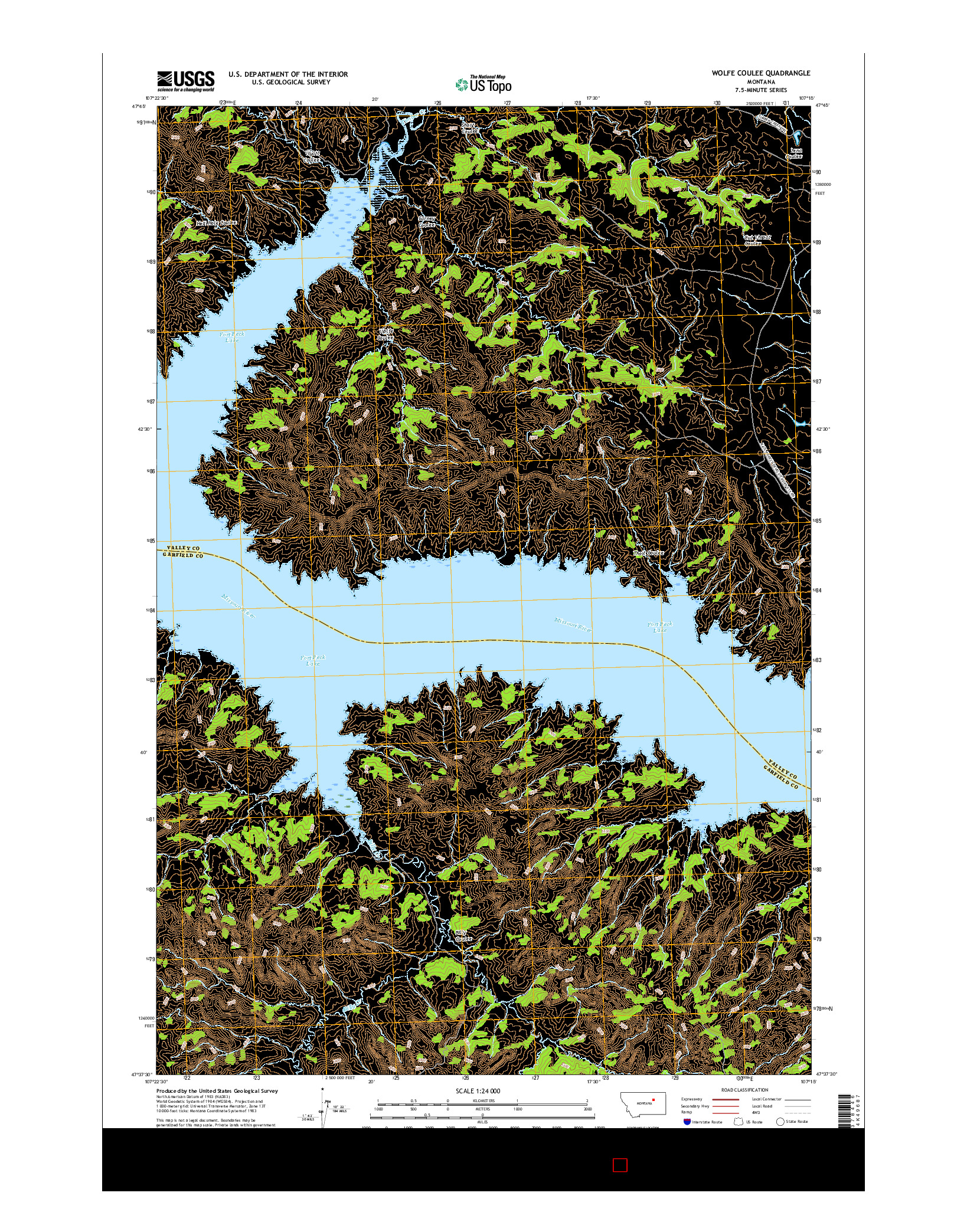 USGS US TOPO 7.5-MINUTE MAP FOR WOLFE COULEE, MT 2017