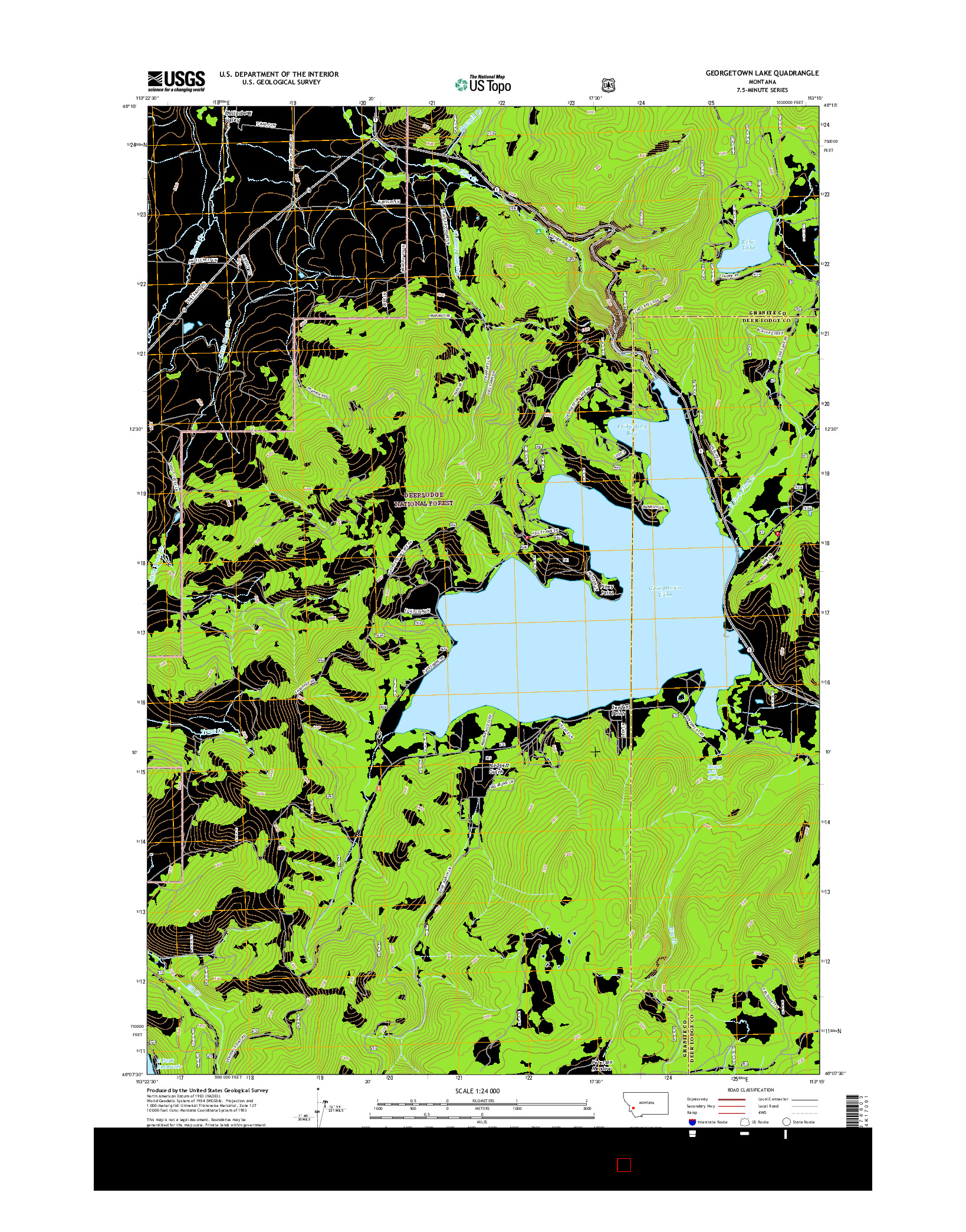 USGS US TOPO 7.5-MINUTE MAP FOR GEORGETOWN LAKE, MT 2017