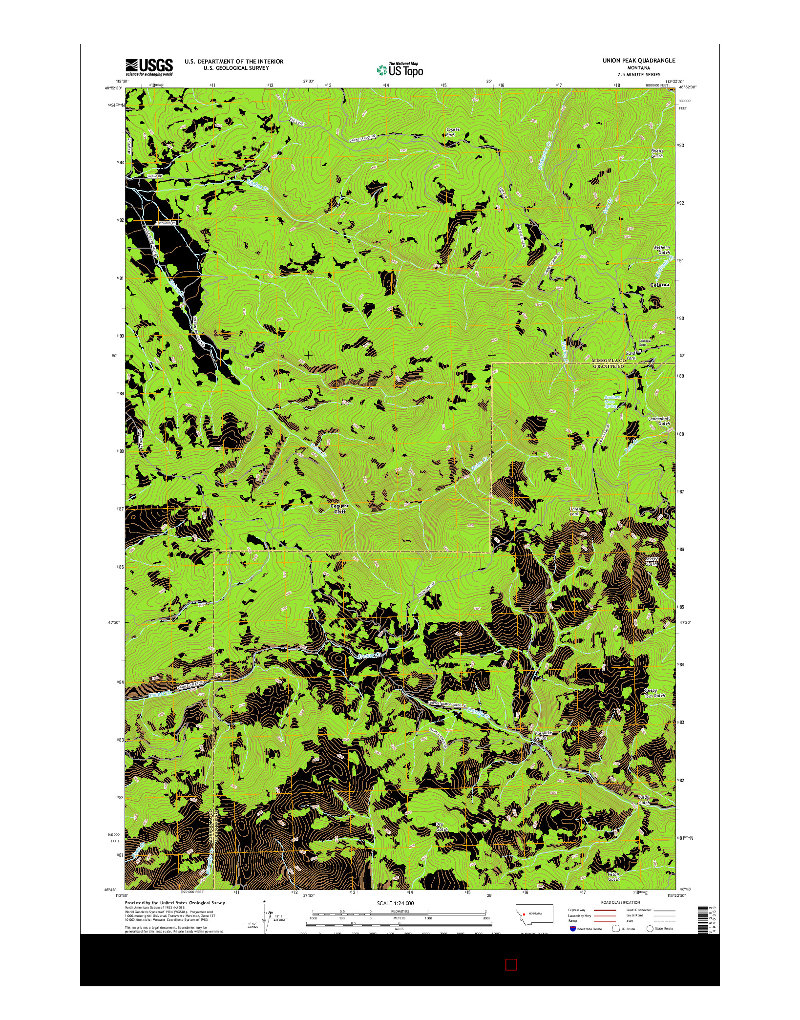 USGS US TOPO 7.5-MINUTE MAP FOR UNION PEAK, MT 2017