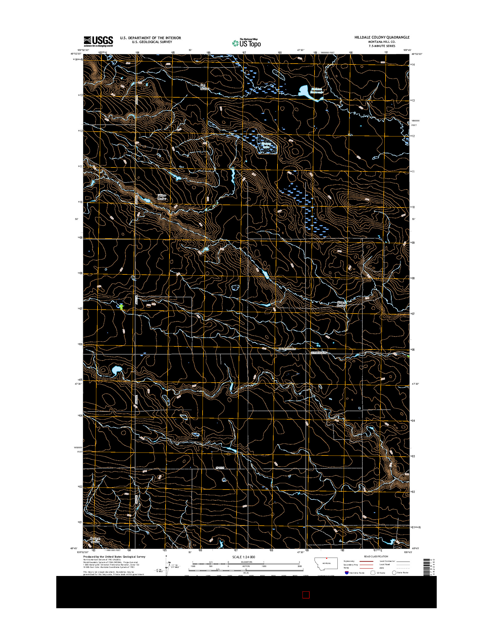 USGS US TOPO 7.5-MINUTE MAP FOR HILLDALE COLONY, MT 2017