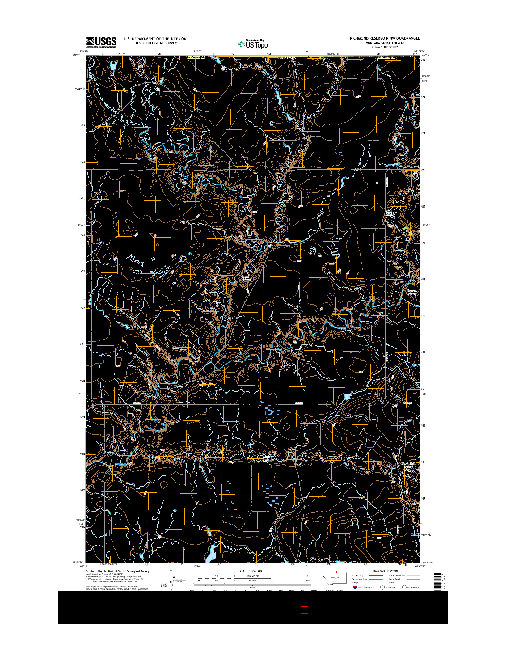 USGS US TOPO 7.5-MINUTE MAP FOR RICHMOND RESERVOIR NW, MT-SK 2017