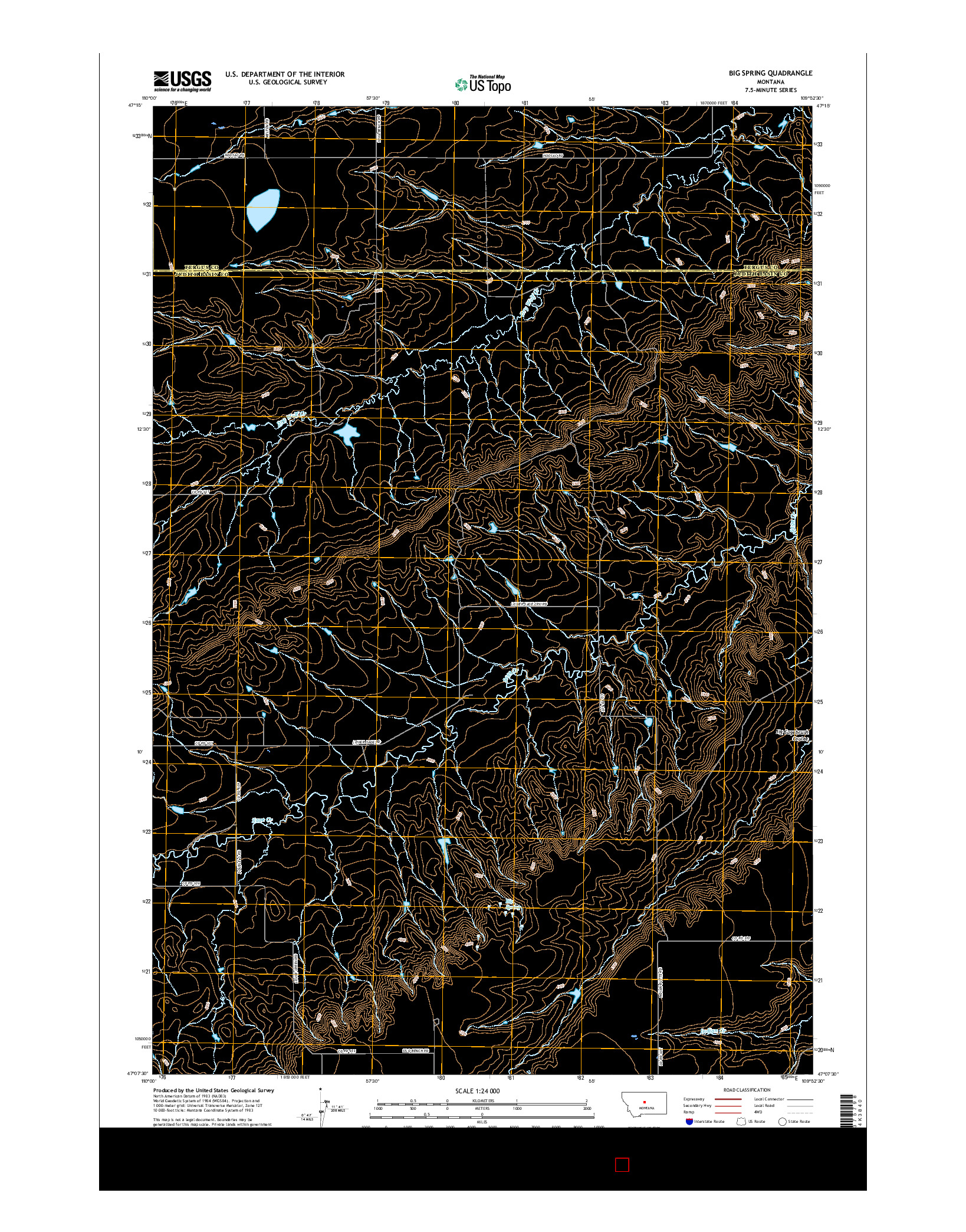 USGS US TOPO 7.5-MINUTE MAP FOR BIG SPRING, MT 2017