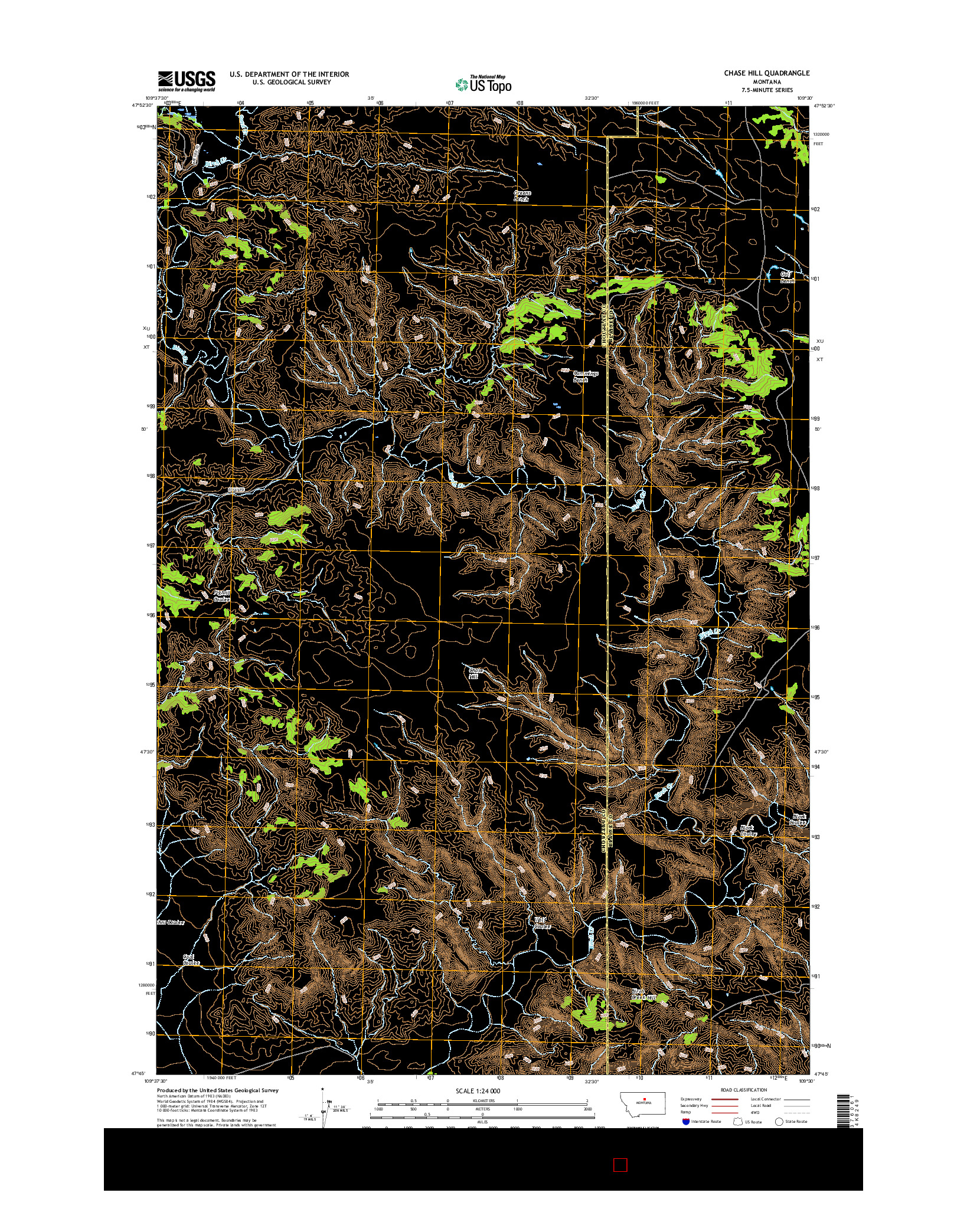 USGS US TOPO 7.5-MINUTE MAP FOR CHASE HILL, MT 2017