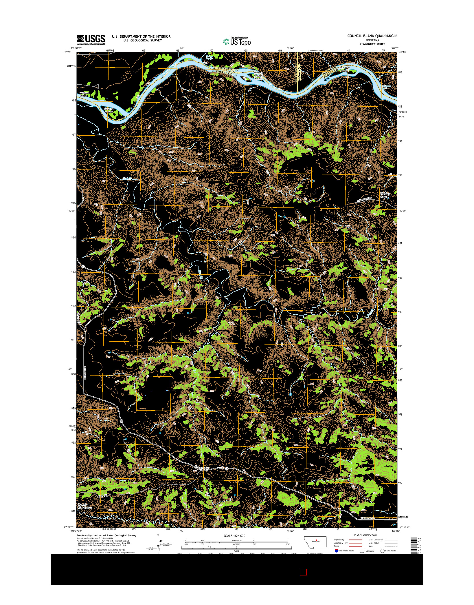 USGS US TOPO 7.5-MINUTE MAP FOR COUNCIL ISLAND, MT 2017