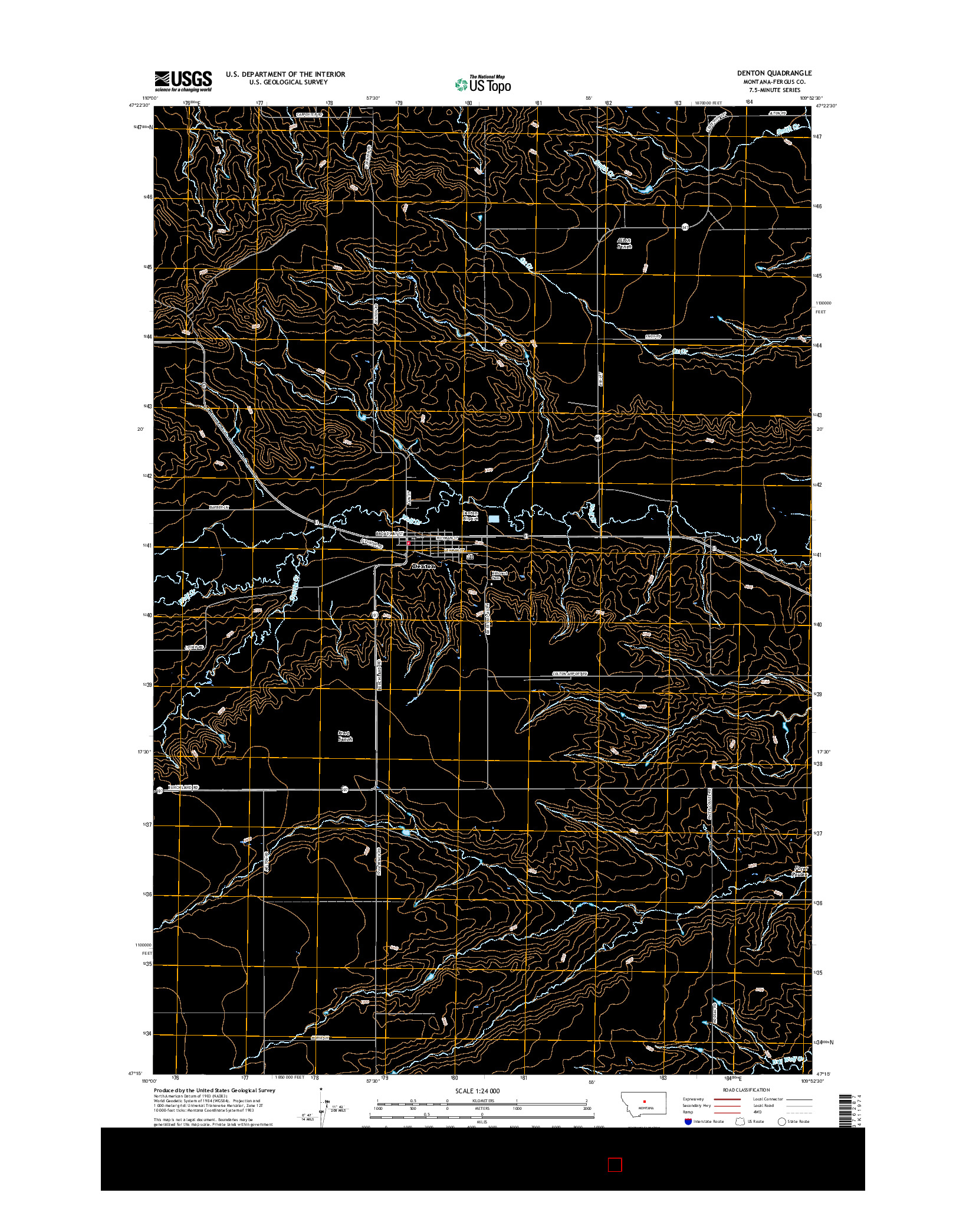 USGS US TOPO 7.5-MINUTE MAP FOR DENTON, MT 2017