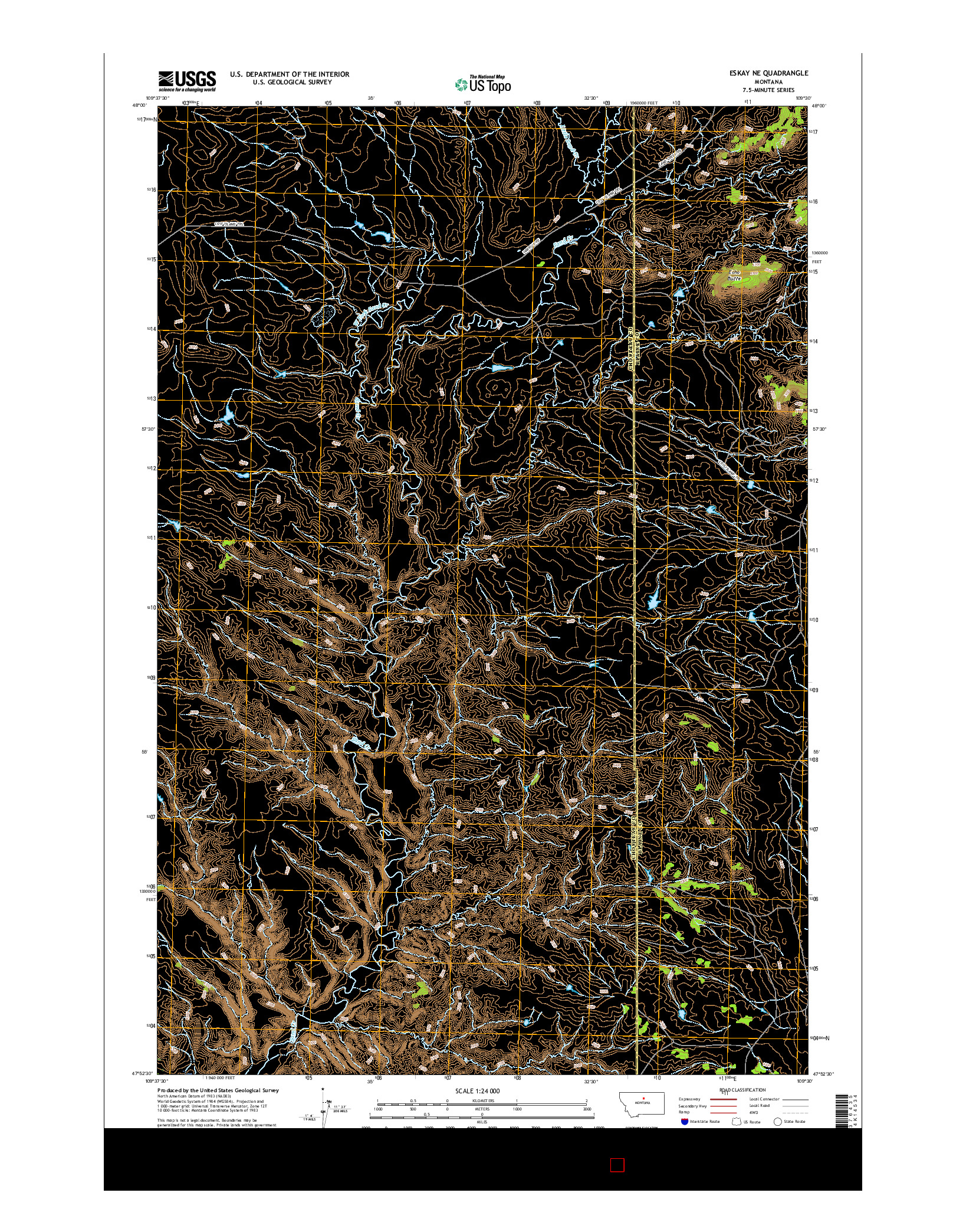 USGS US TOPO 7.5-MINUTE MAP FOR ESKAY NE, MT 2017