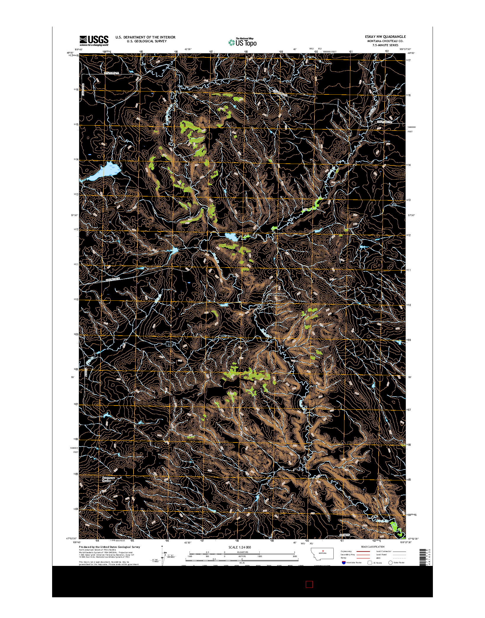 USGS US TOPO 7.5-MINUTE MAP FOR ESKAY NW, MT 2017