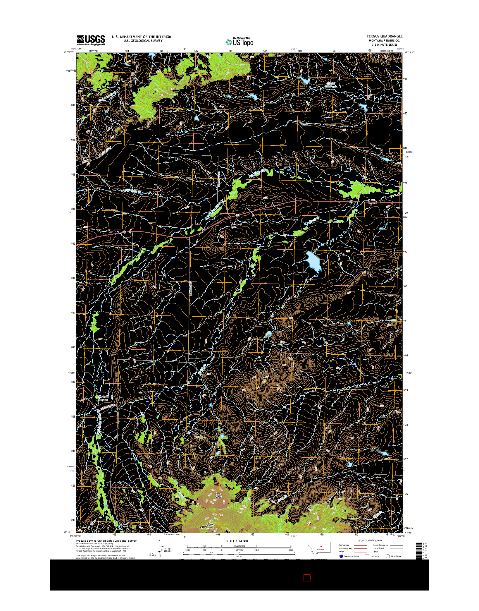 USGS US TOPO 7.5-MINUTE MAP FOR FERGUS, MT 2017