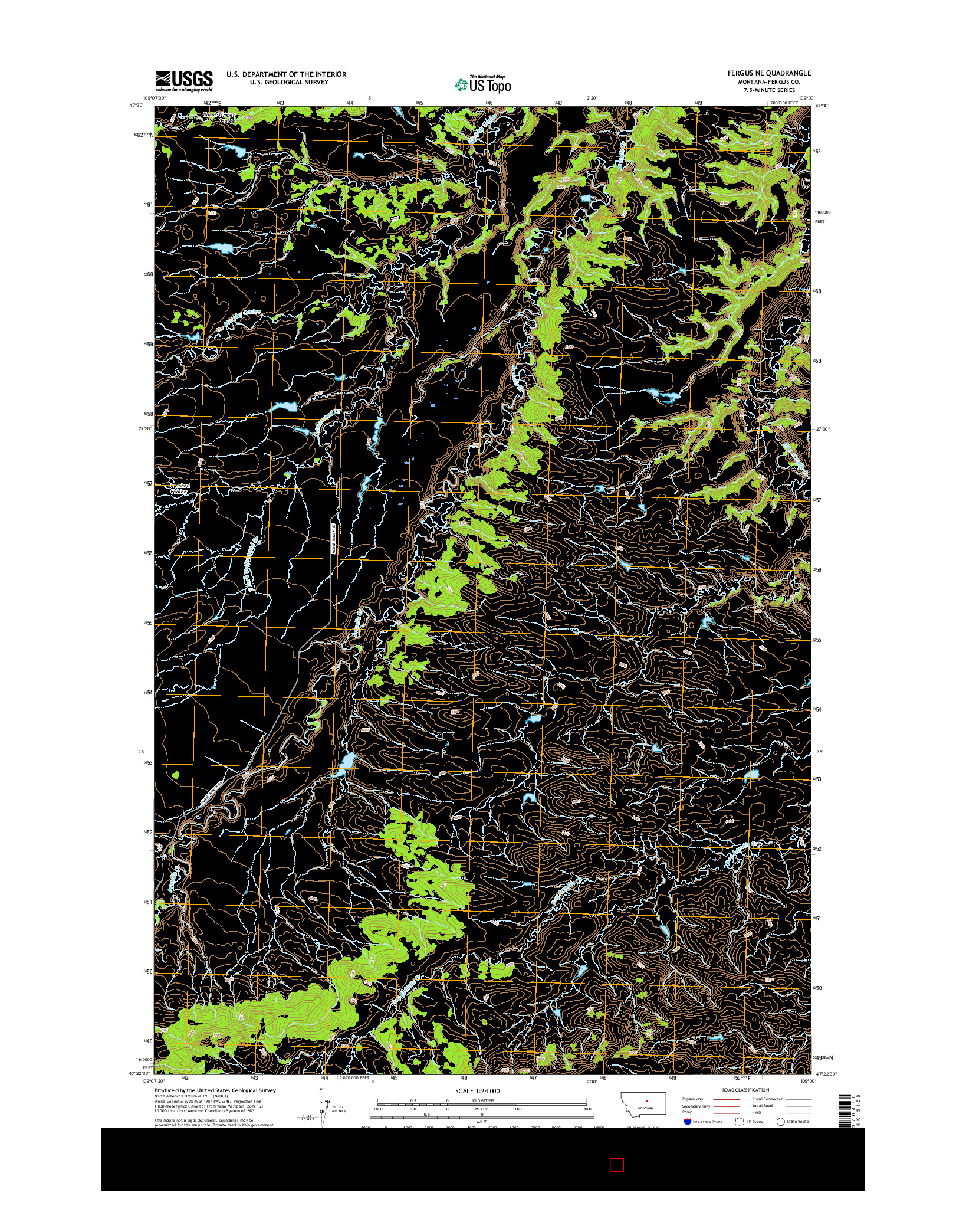 USGS US TOPO 7.5-MINUTE MAP FOR FERGUS NE, MT 2017