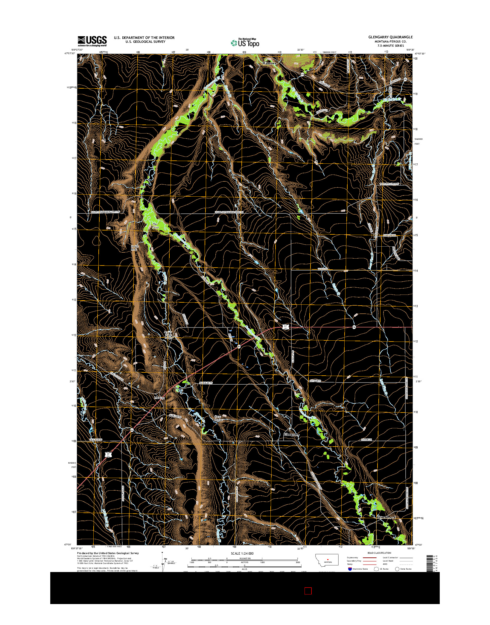 USGS US TOPO 7.5-MINUTE MAP FOR GLENGARRY, MT 2017