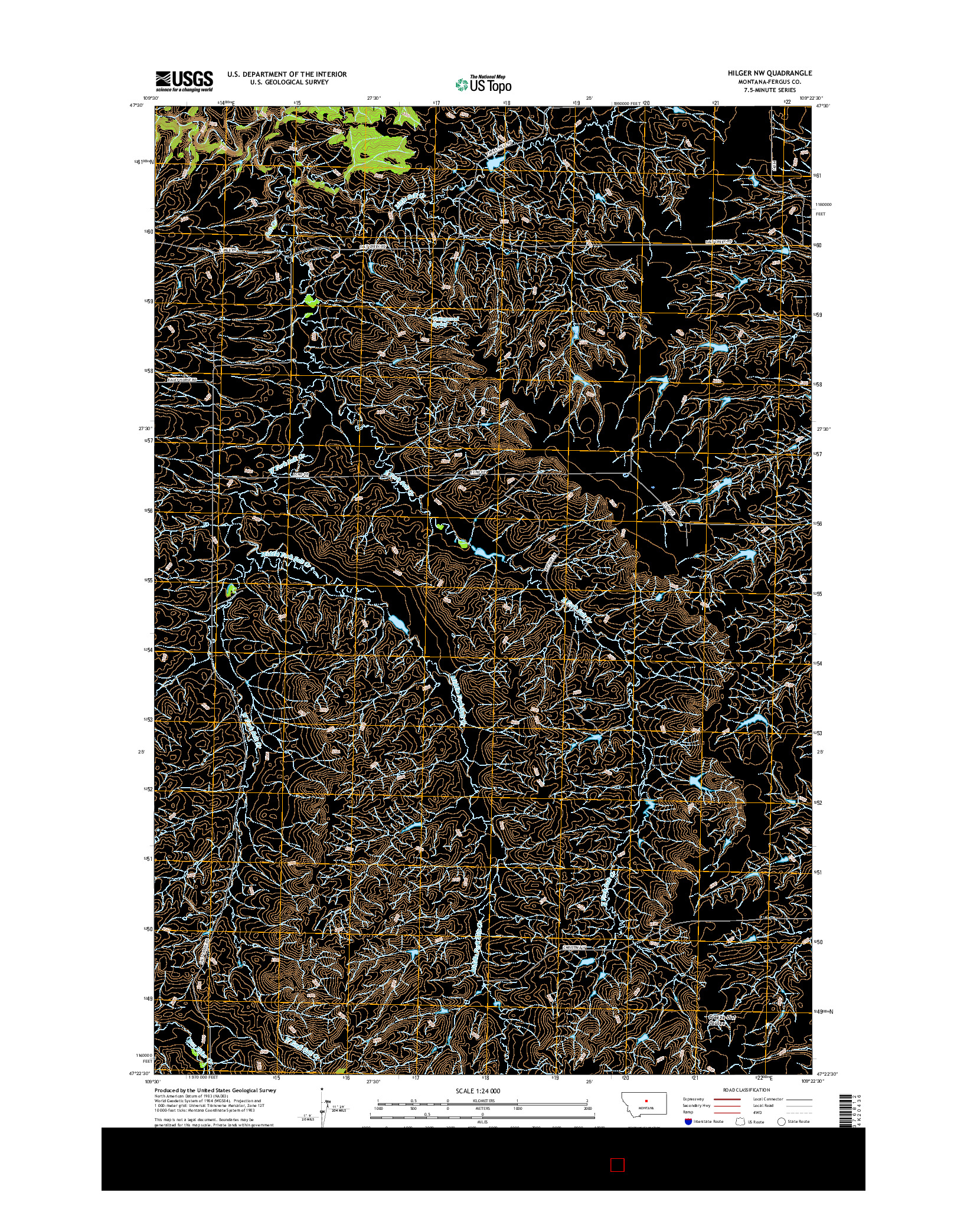 USGS US TOPO 7.5-MINUTE MAP FOR HILGER NW, MT 2017