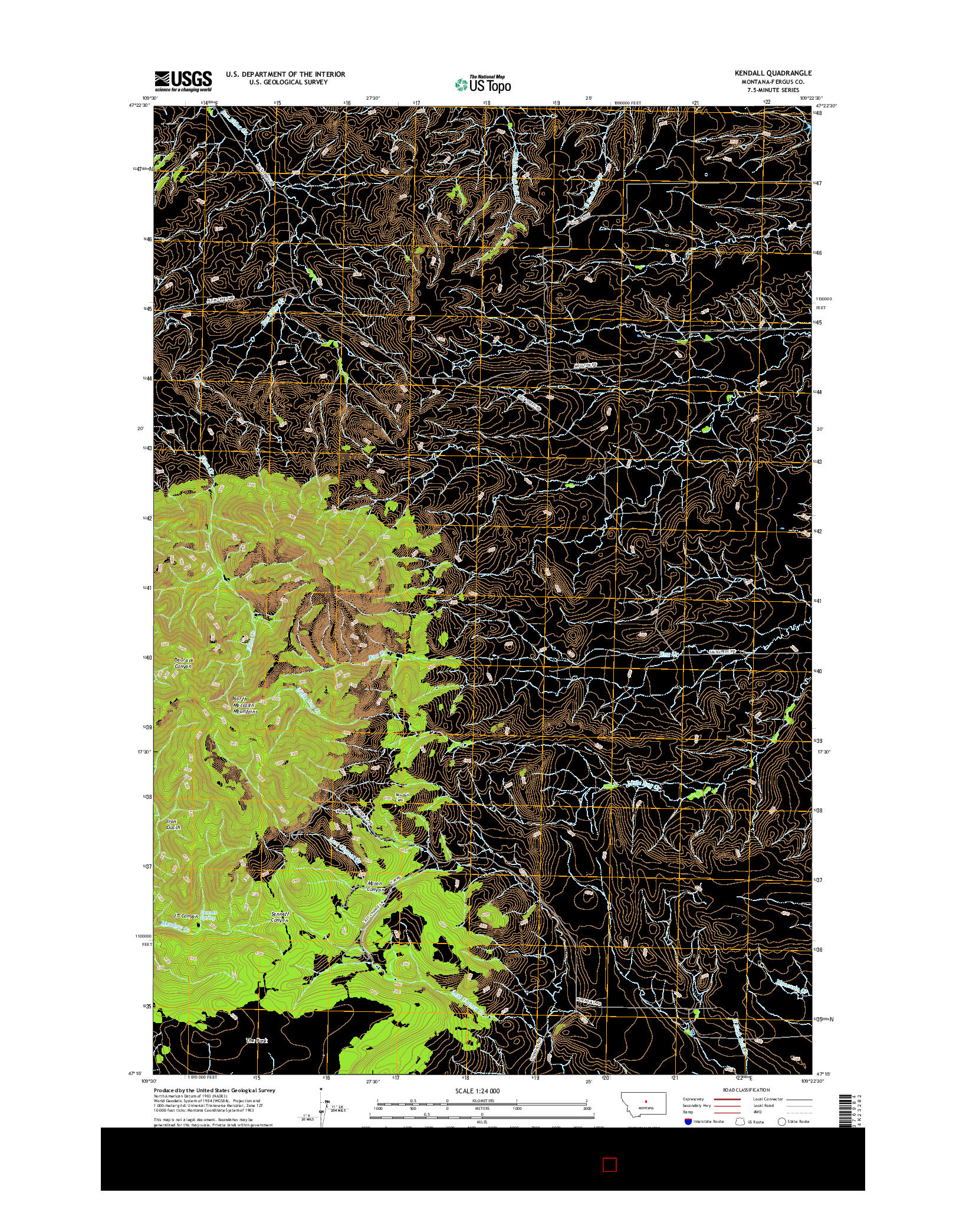 USGS US TOPO 7.5-MINUTE MAP FOR KENDALL, MT 2017